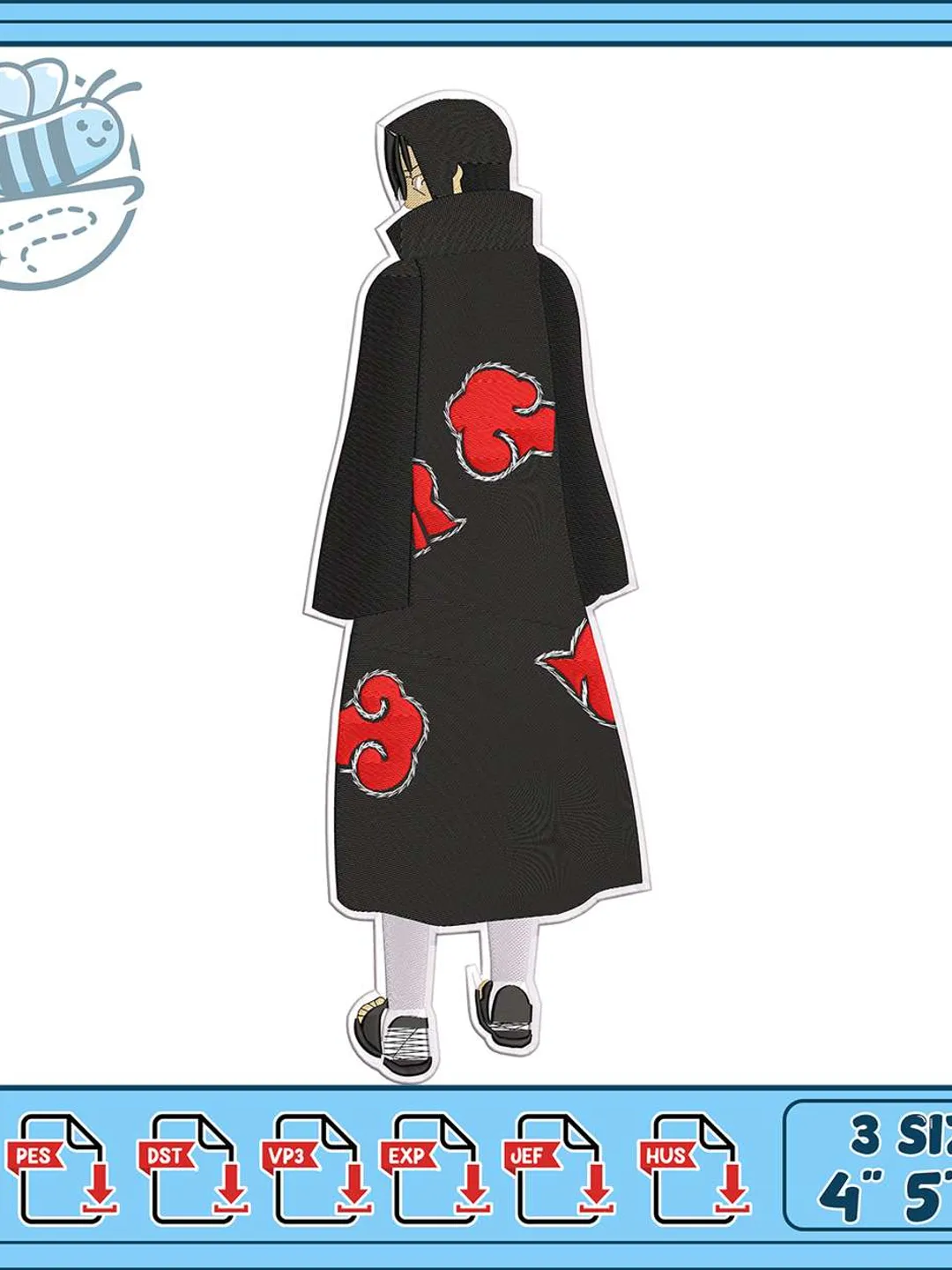 Itachi Uchiha Embroidery Design, Akatsuki Cloak Machine Embroidery File ...