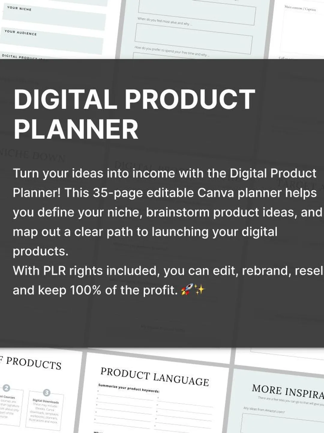 Digital Product Planner Canva Ebook | PLR Resell Rights | Editable ...