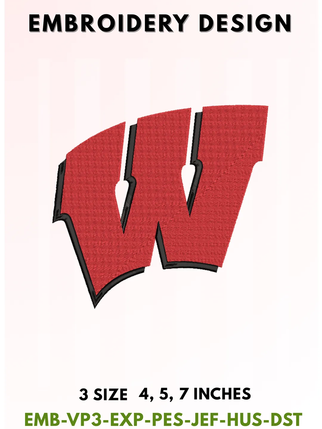 Badger Football Embroidery Design, College Sports Embroidery Files, Sports Machine Embroidery Files, 3 Sizes, Instant Download