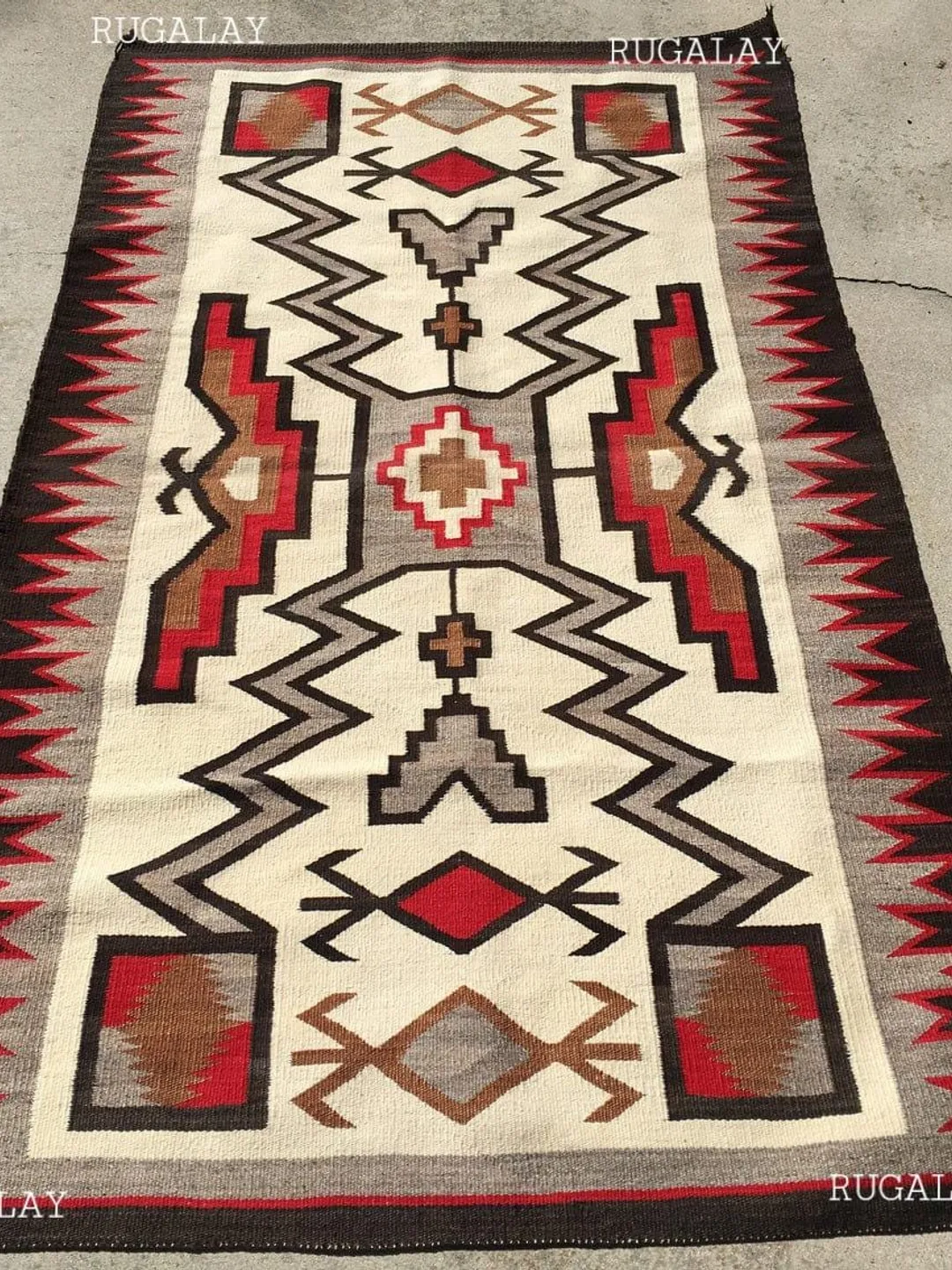 Southwestern Pattern Rug 9x12 Ft Handwoven Wool Navajo Rug Southwestern Pattern Native American ...