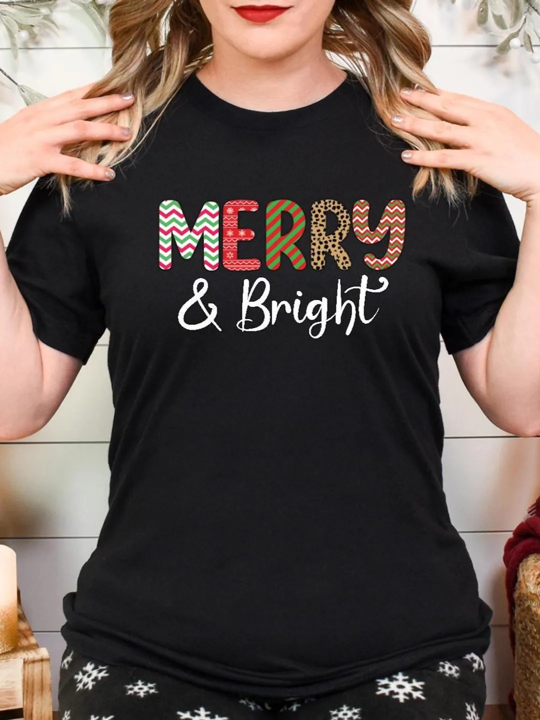 Merry & Bright Christmas Sweatshirt - Women's Holiday Shirt