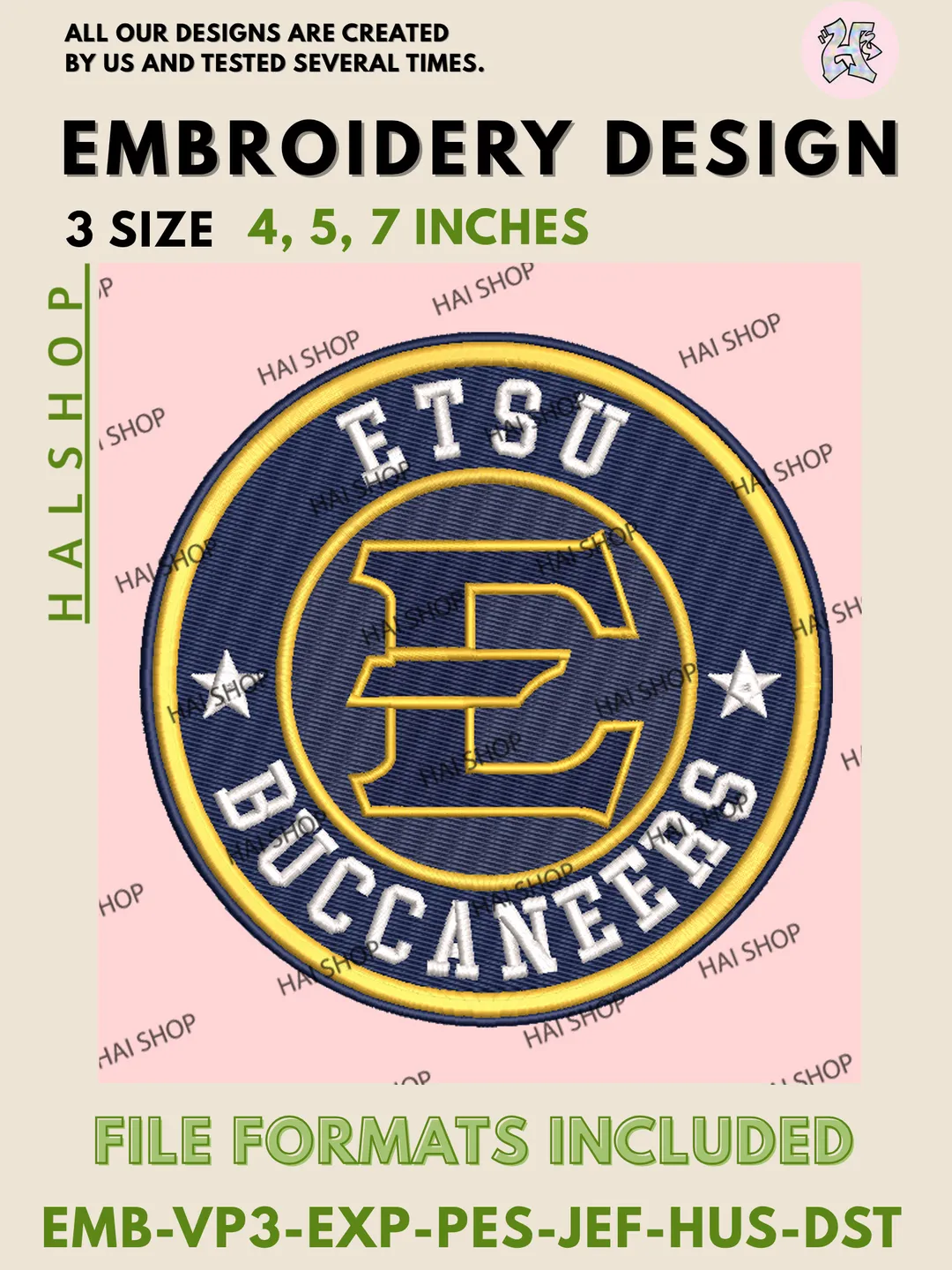 East Tennessee State Buccaneers Navy and Gold Logo embroidery designs, NCAA ETSU Team Spirit Machine embroidery designs, NCAA Fan Gear Embroidery patterns, College Sports Logo embroidery designs, Digital Download