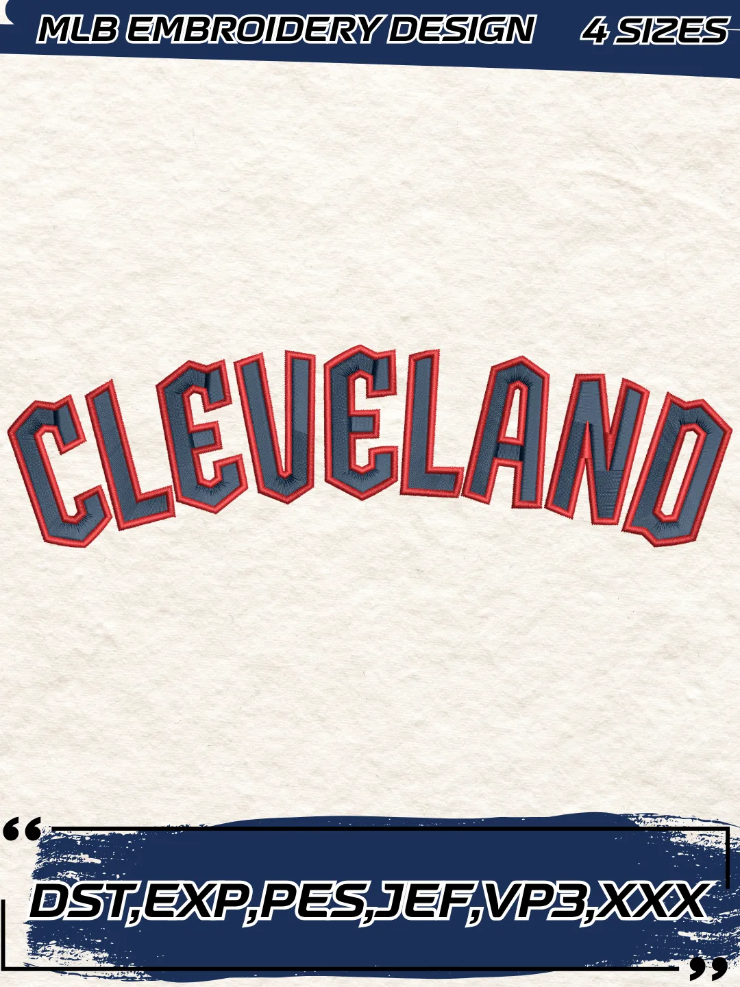 Cleveland Baseball Embroidery Design - Jersey Logos - Machine Embroidery File