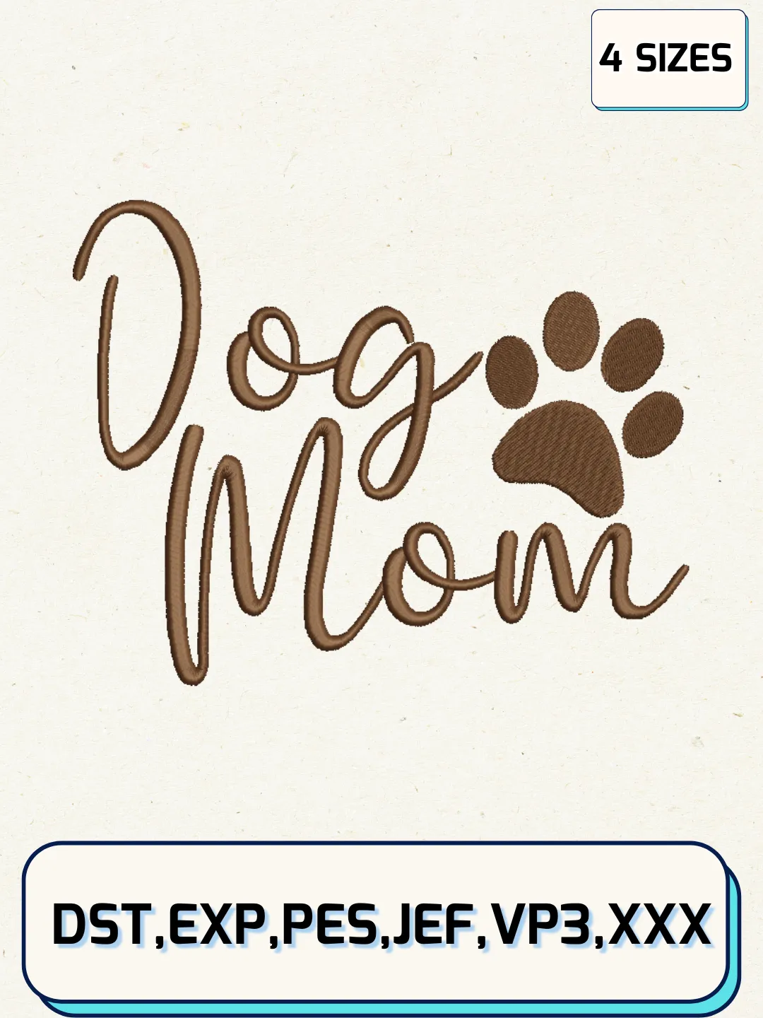 Dog Mom Embroidery Design Files, Mother's Day Logos Embroidery Designs, Machine Embroidery Files, 4 Sizes