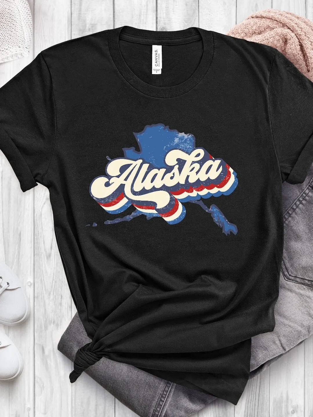 Vintage Alaska Tee: State Pride Shirt (Soft Cotton Blend)
