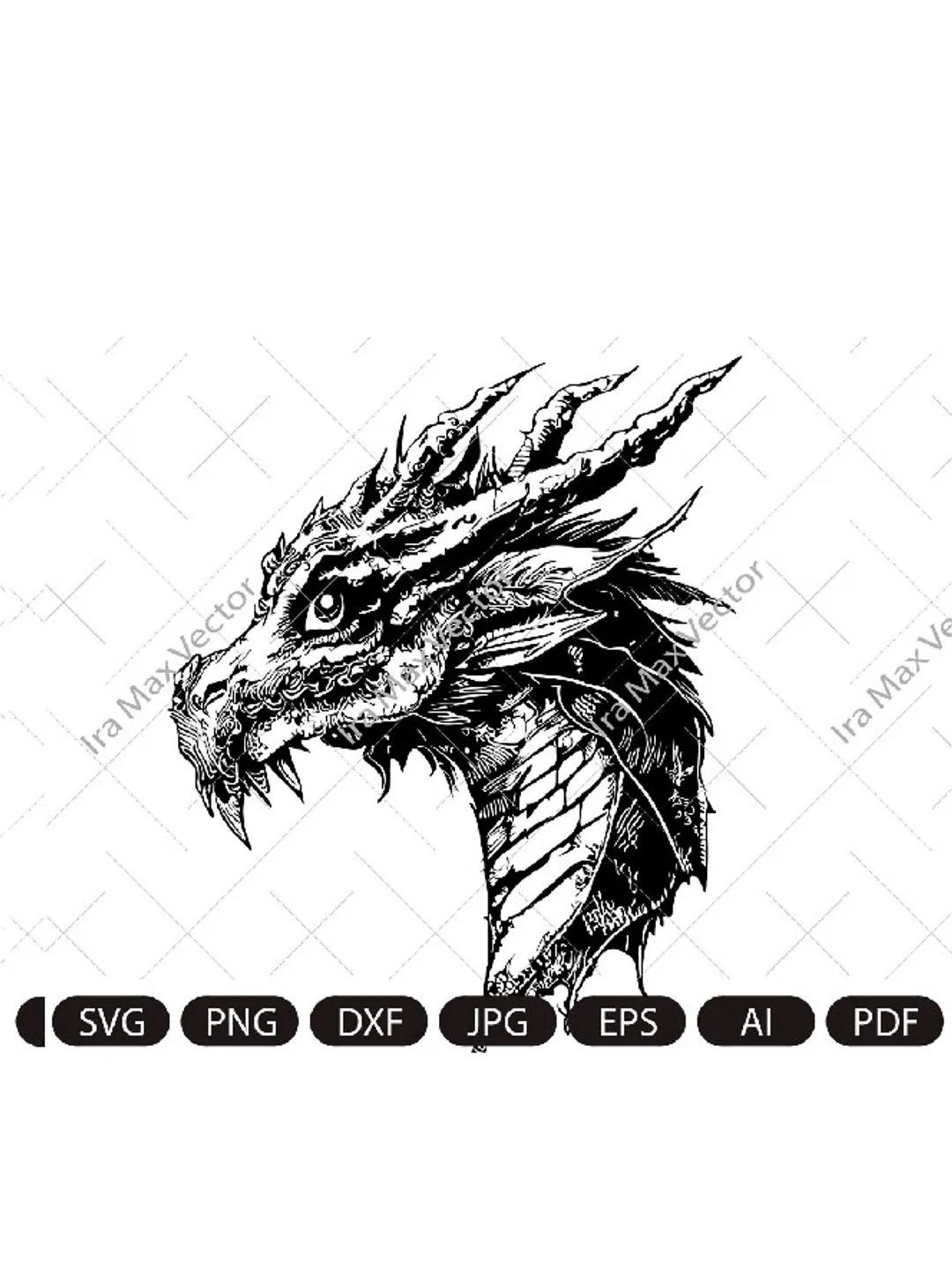 Dragon face svg, dragon portrait svg, dragon head svg, dragon vector, instant digital download