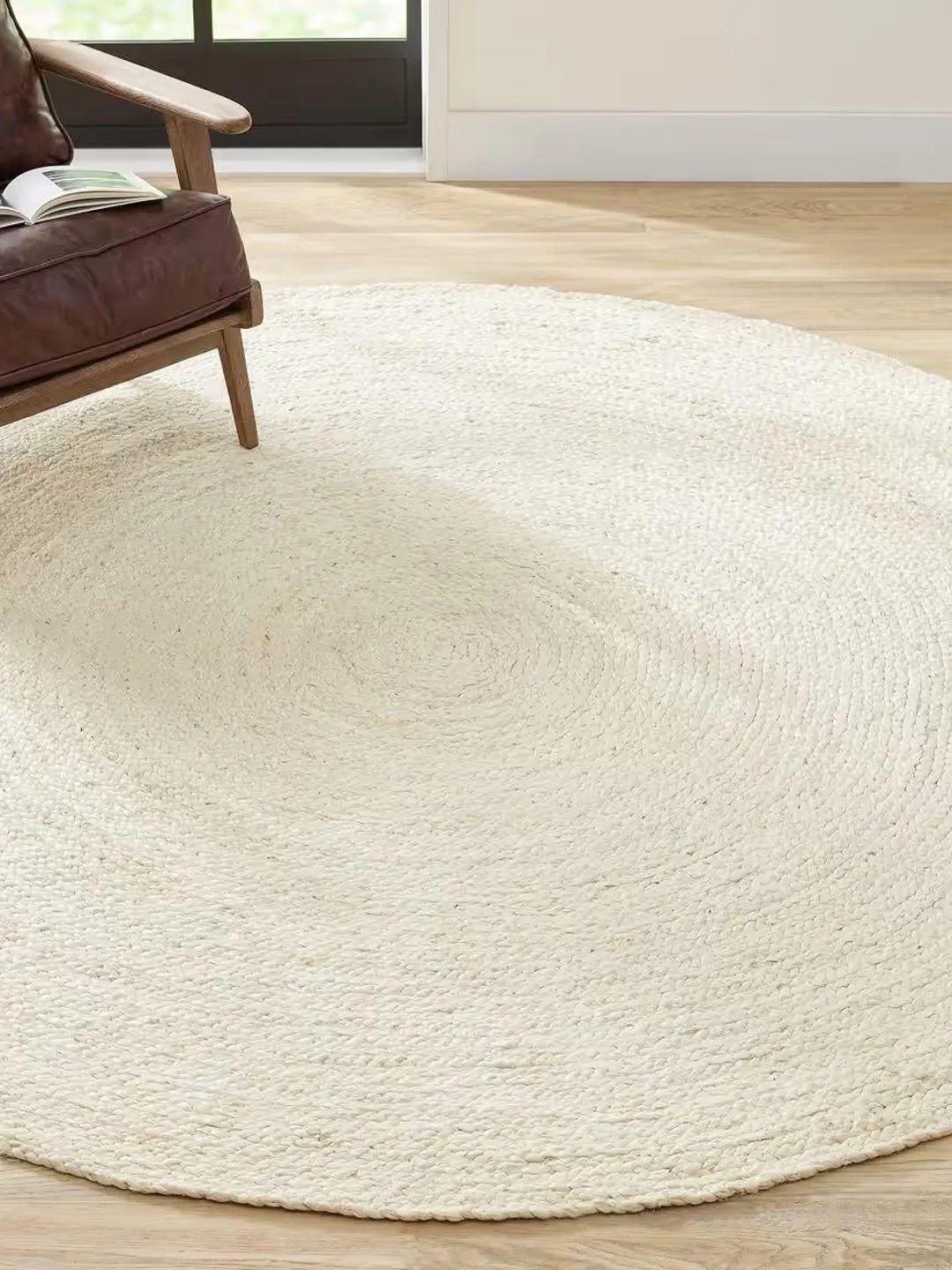 Ivory Jute Loop Rug Handmade Chunky Jute Rug – Braided Eco-Friendly Floor Mat.