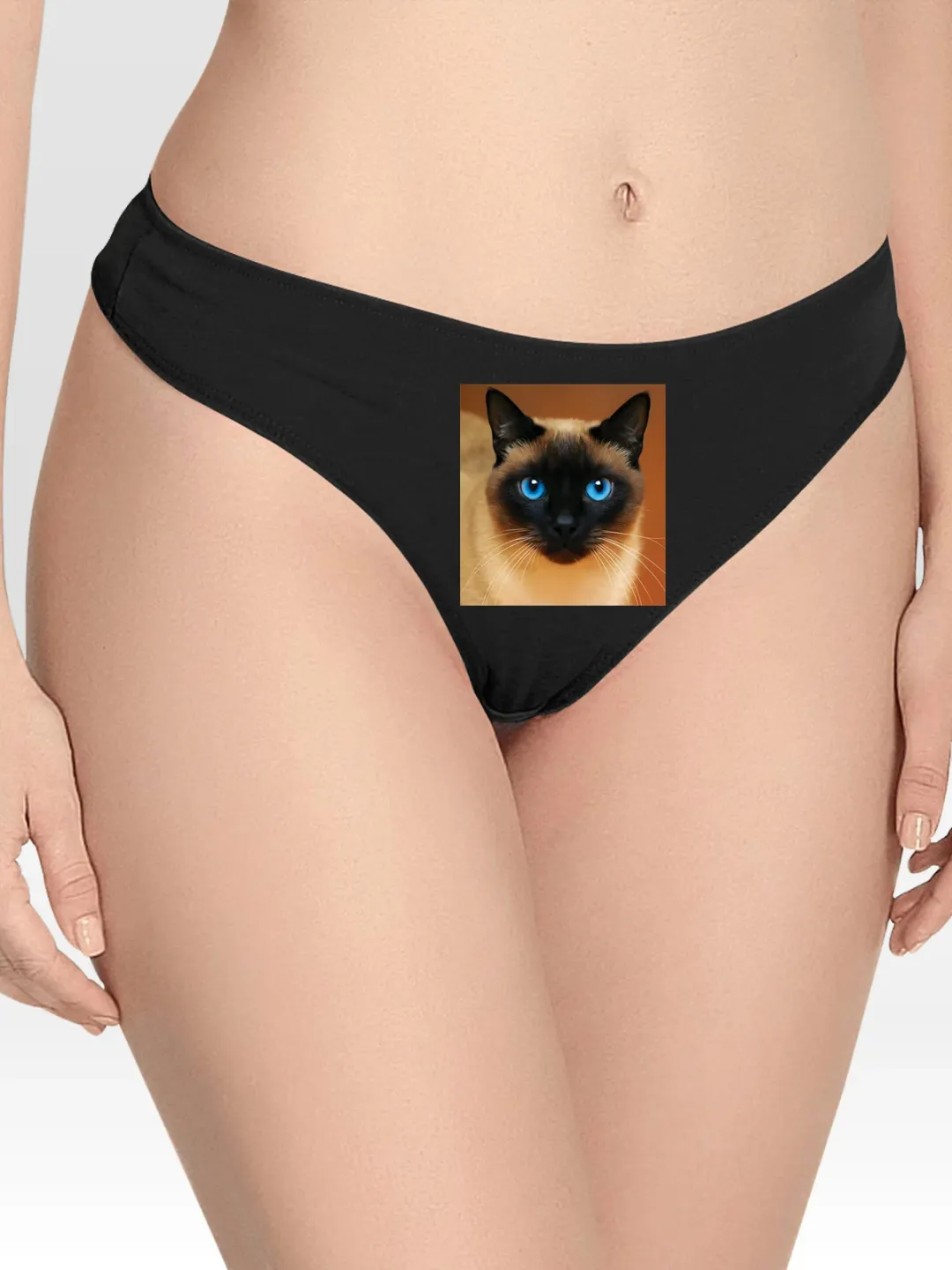 with Siamese cat Lingerie Thong