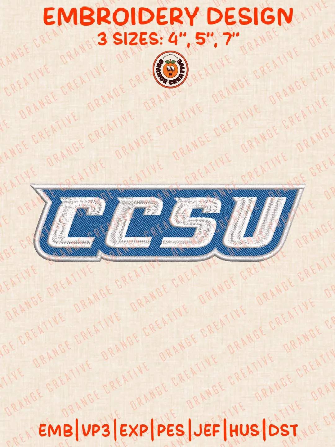 CCSU Blue Devils Embroidery Design, NCAA Central Connecticut Blue Devils Team Logo Embroidery Design, Machine Embroidery Design File, 4 Sizes, Custom Size, Digital Download