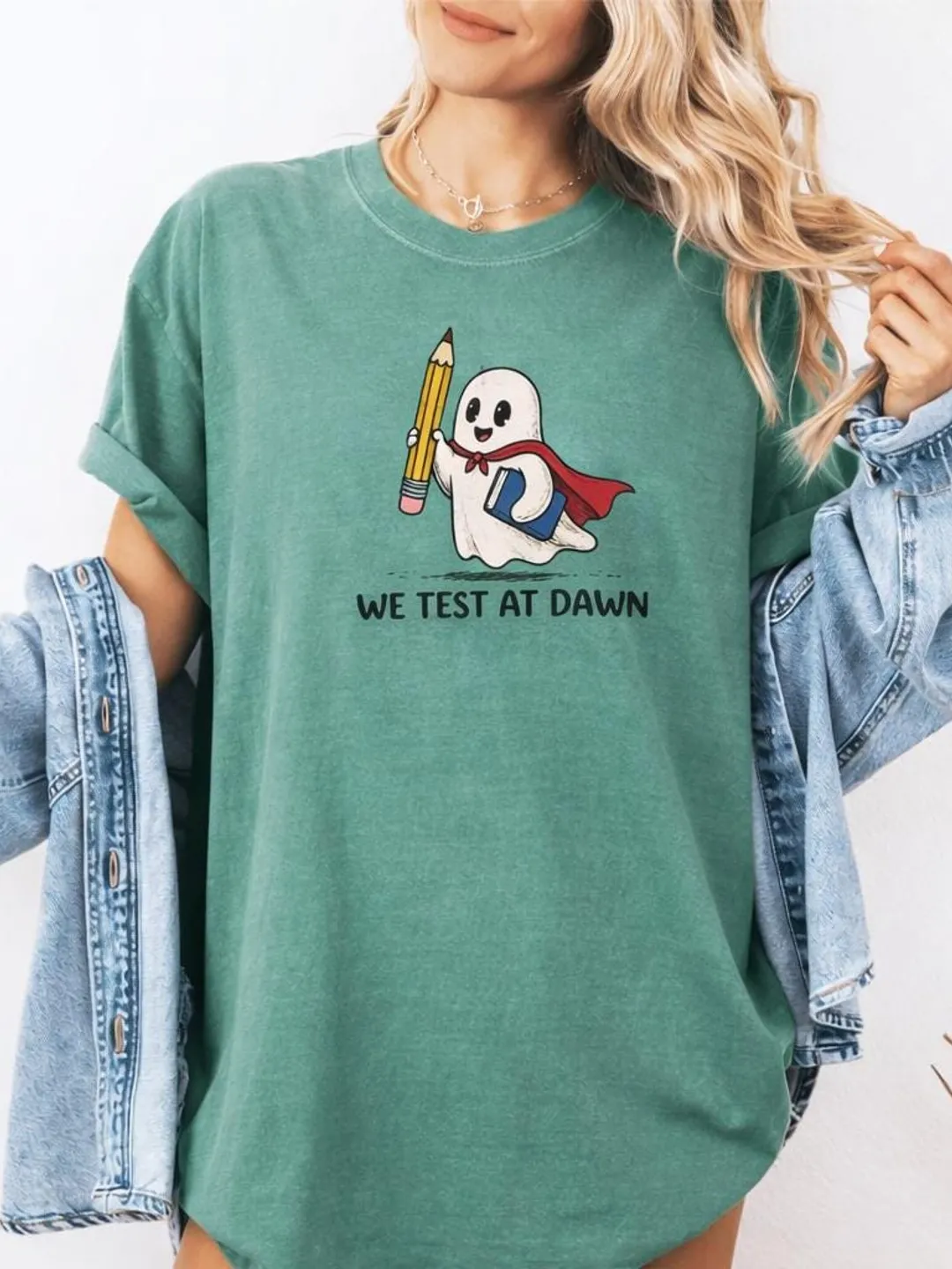 Ghost Teacher Shirt, We Test At Dawn, Back To School Tee, Comfort Colors Lavender