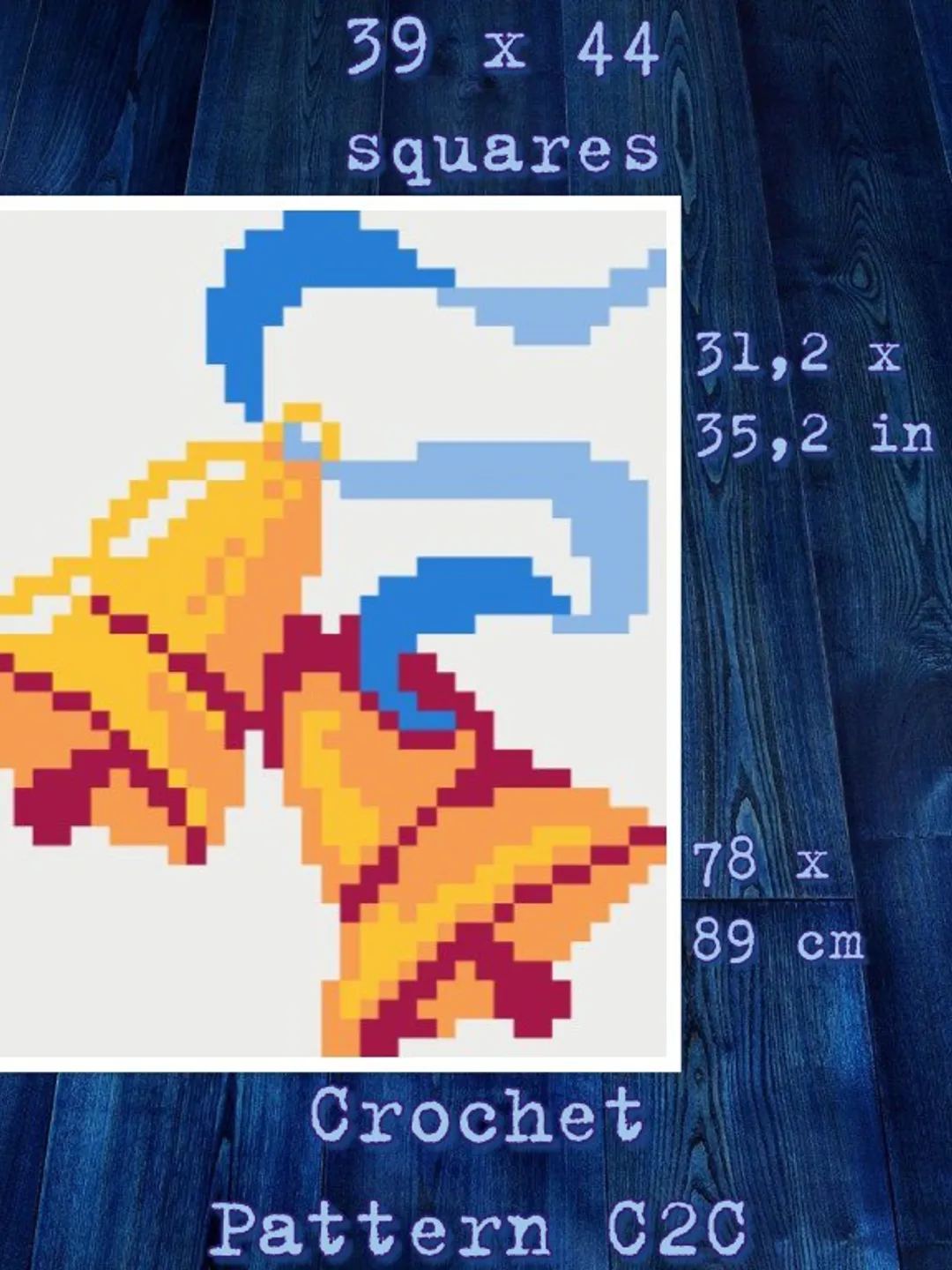 Crochet Pattern C2C Bells Counted For Crocheting Afghan Plaid Blankets Digital Download PDF