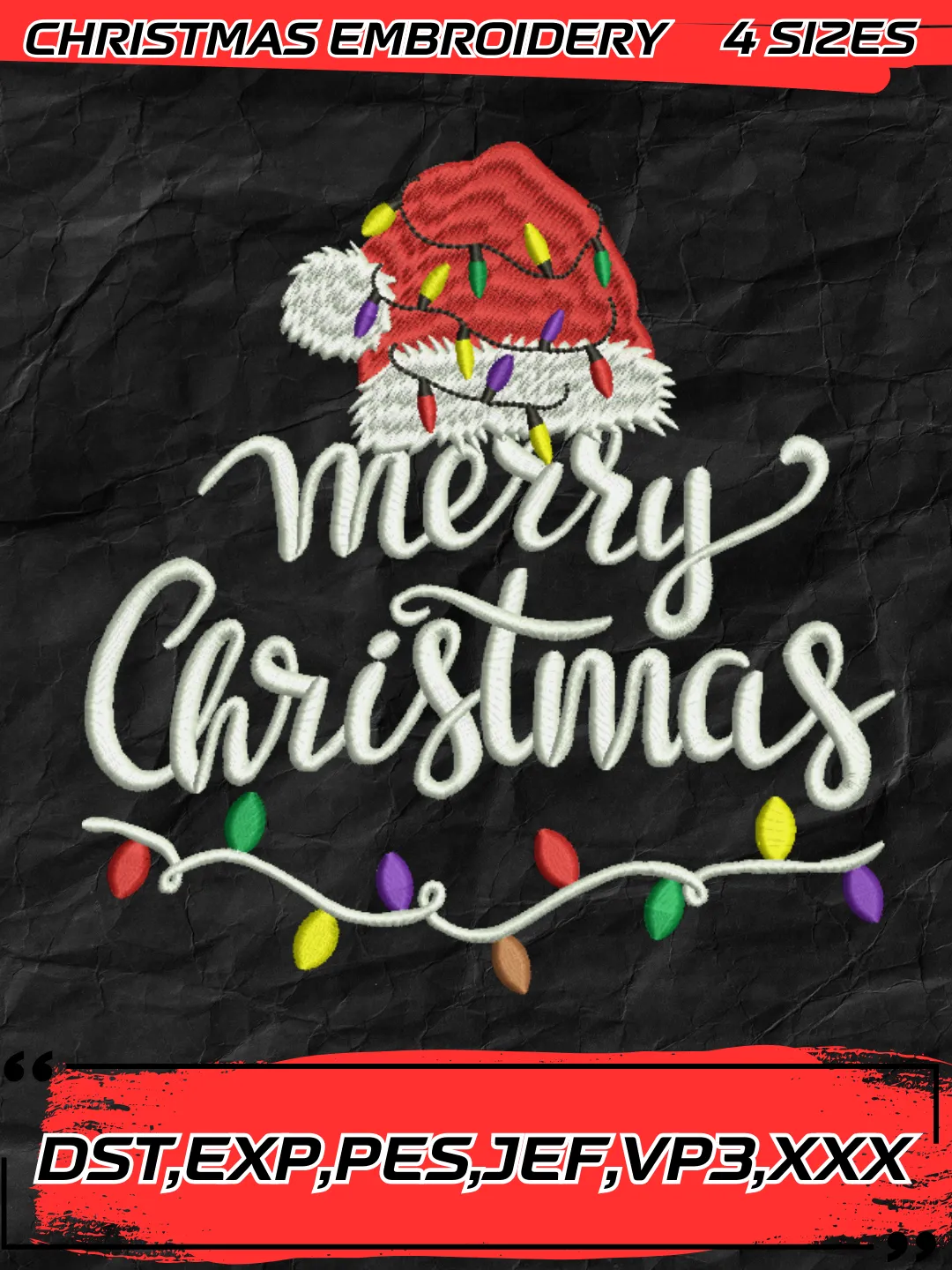 Merry Christmas Embroidery Design,Christmas Embroidery Design,4 Sizes, Digital Download #10
