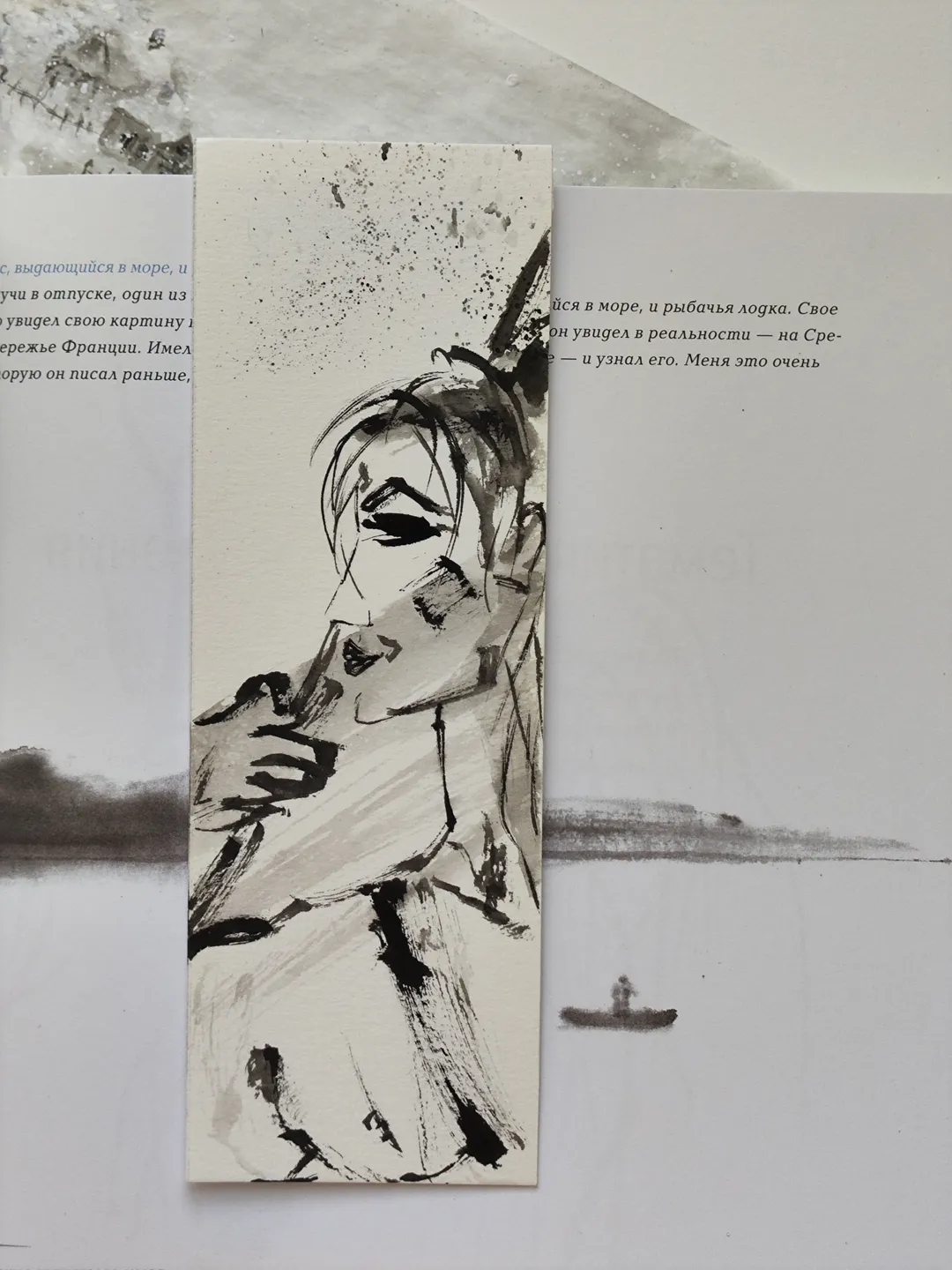 Handpainted bookmark.Original art.Samurai