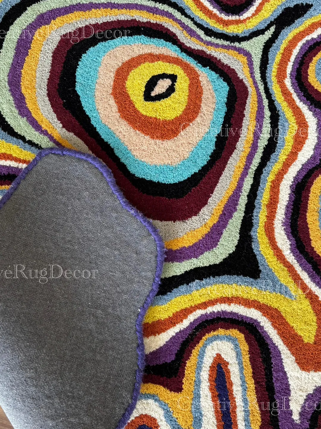 Hand Tufted Wool Rug | Multicolor Abstract Organic Shape Carpet