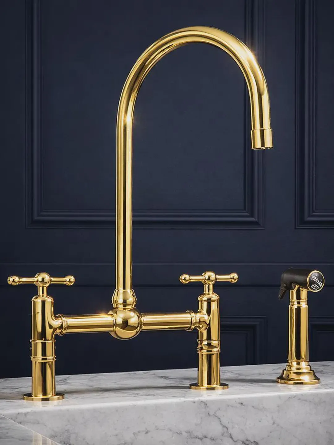 Handmade Bone Inlay Wall Mount Faucet - Black and White Patterned Brass ...