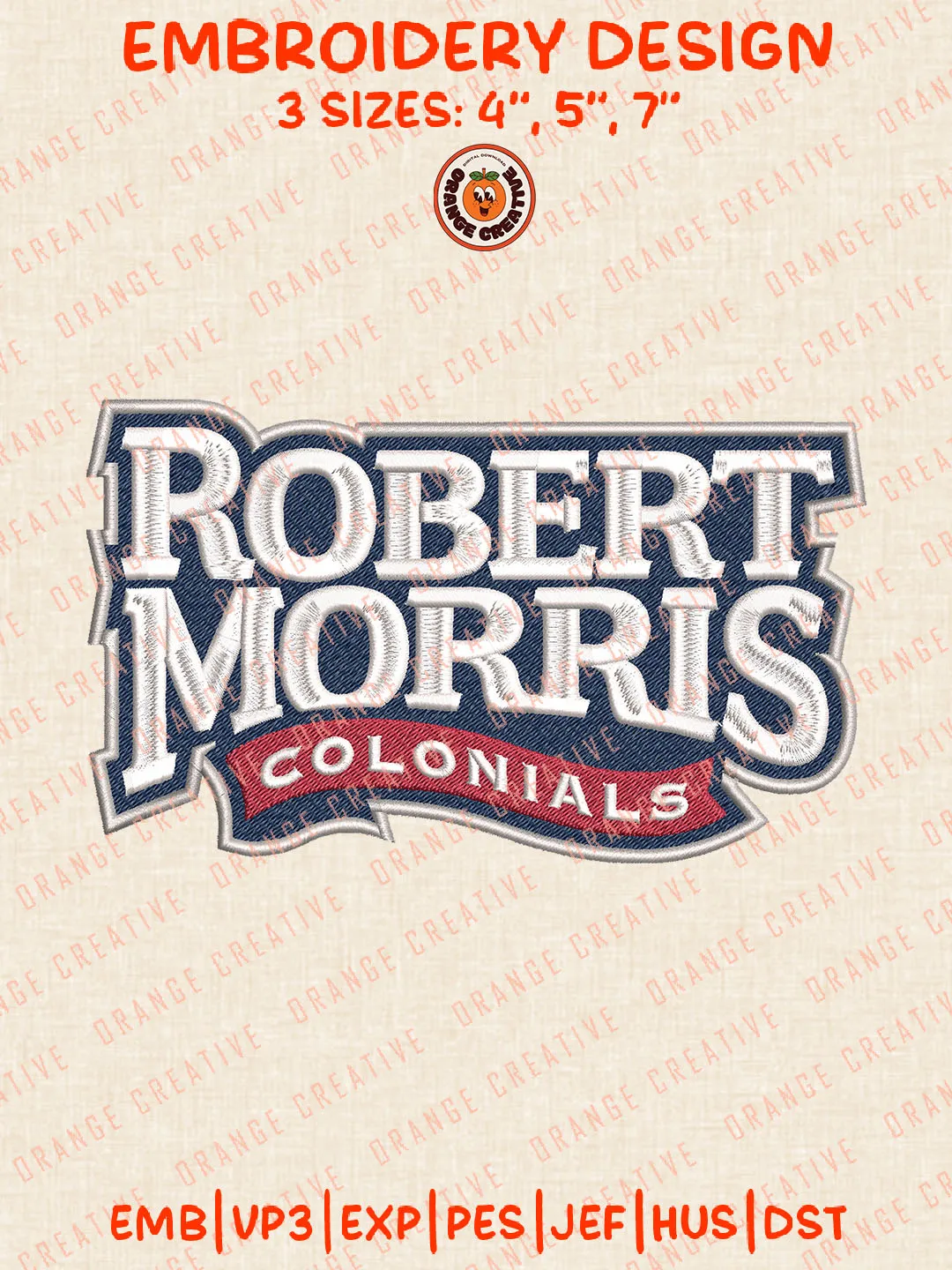 NCAA Robert Morris Colonials Wordmark Logo Embroidery Files, NCAA Robert Morris Colonials Team Embroidery Designs, College Football Team Machine Embroidery Files, NCAA Robert Morris Machine Embroidery, Digital Download