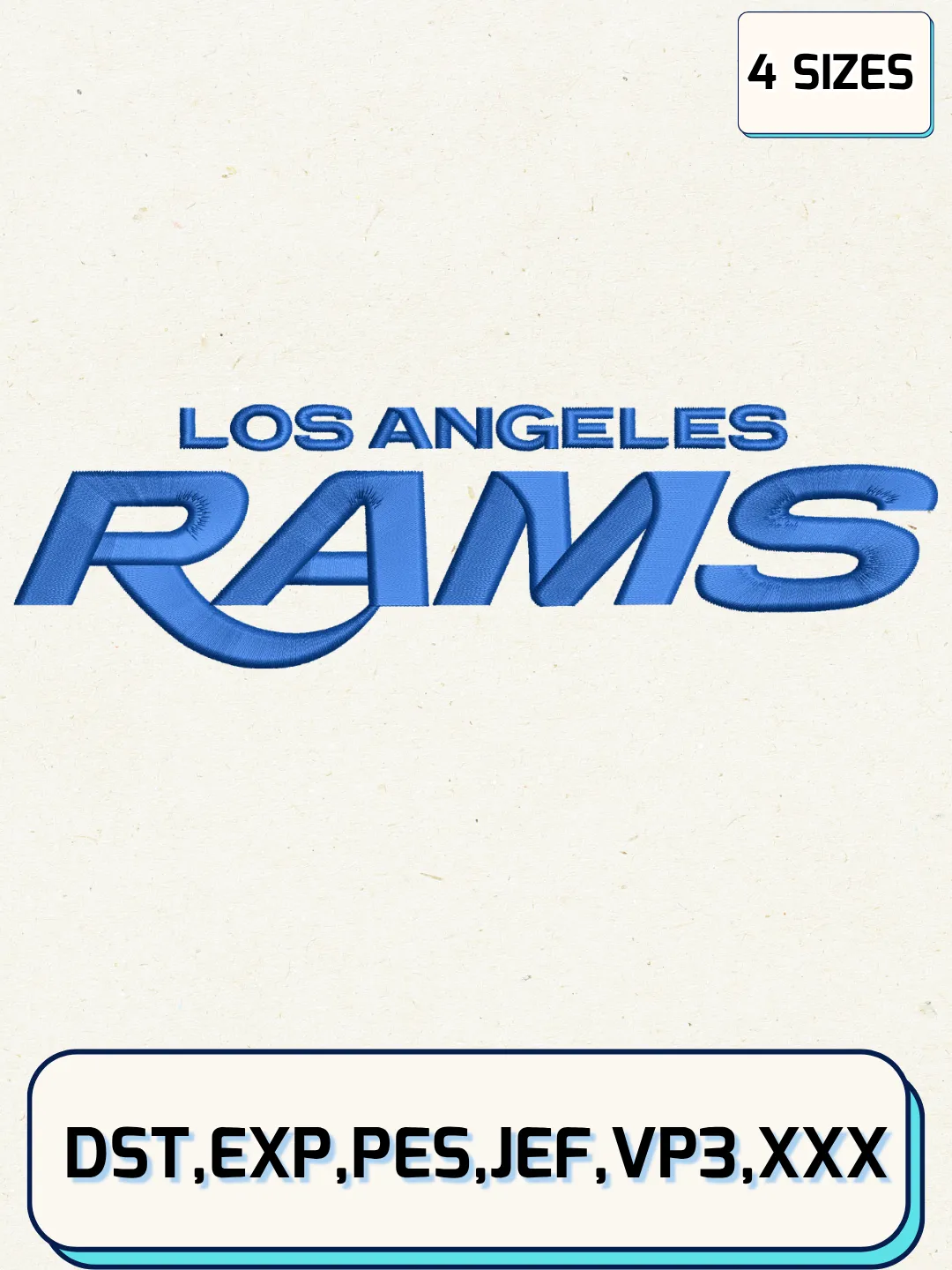 Los Angeles Rams Wordmark Logo Embroidery Design Files,NFL Logo Embroidery Designs,Machine Embroidery Files,4 Sizes
