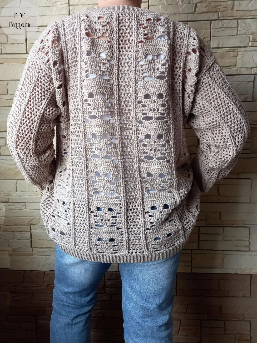 Crochet pattern, Crochet skulls cardigan, Oversized cardigan, Loose crochet cardigan, Crochet pattern easy cardigan
