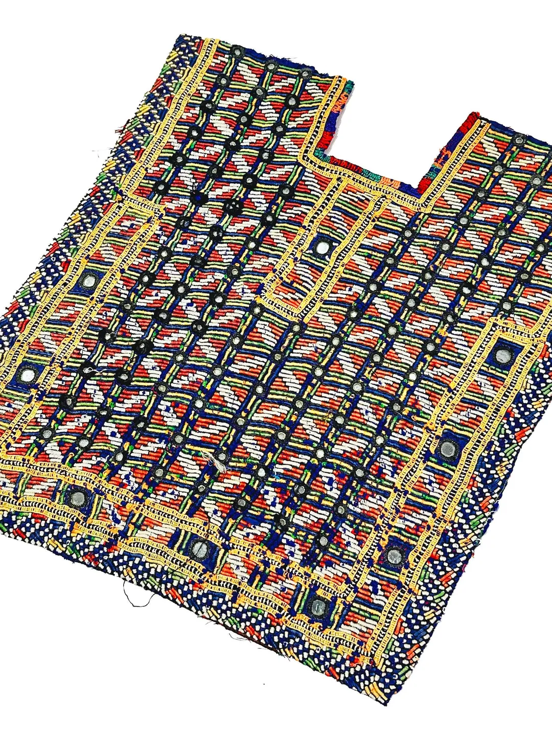 Fully Mirror Work Kutchi Banjara Afghani Handmade Embroidered Yoke Patch For Boho Hippie Dresses And Crafts.