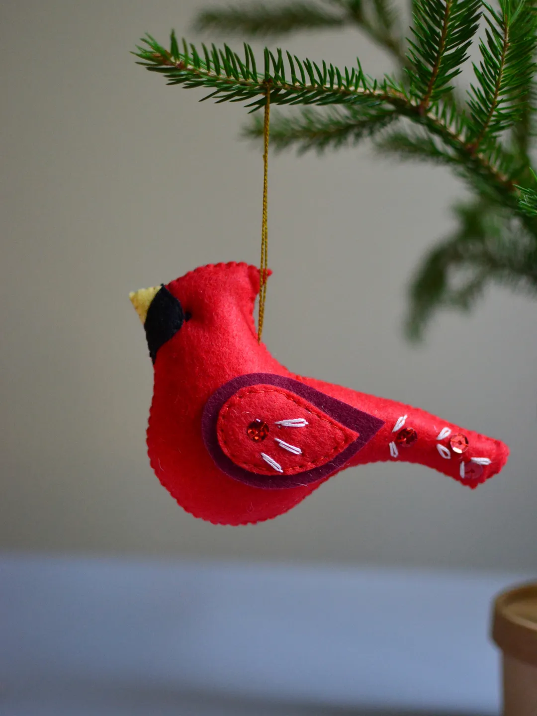Felt Cardinal Pattern PDF Cardinal Sewing Pattern DIY Felt Plushie Christmas ornament