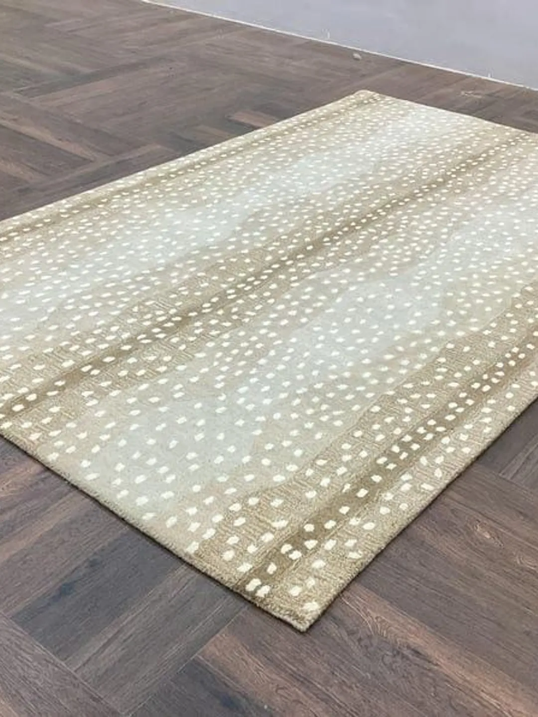 Hand Tufted Wool Rug | Antelope Print, Neutral Beige