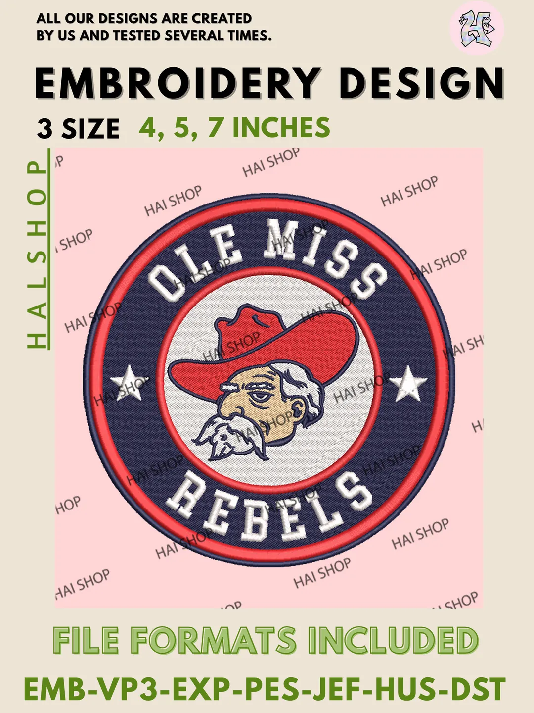 NCAA Ole Miss Rebels Mascot Logo Machine Embroidery Design, University of Mississippi Team Embroidery Files, Digital Download