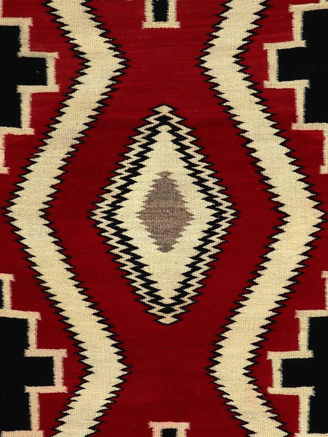 Handwoven Southwestern Wool Rug, Red Black Tribal Aztec Design, 6x9
