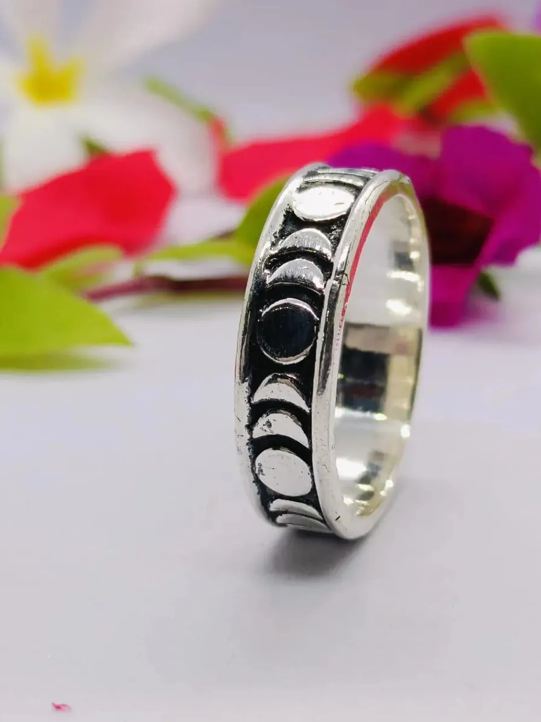Silver Moon Rings Sterling Silver Moon Phase Ring | Handmade Celestial Band | Wiccan ...