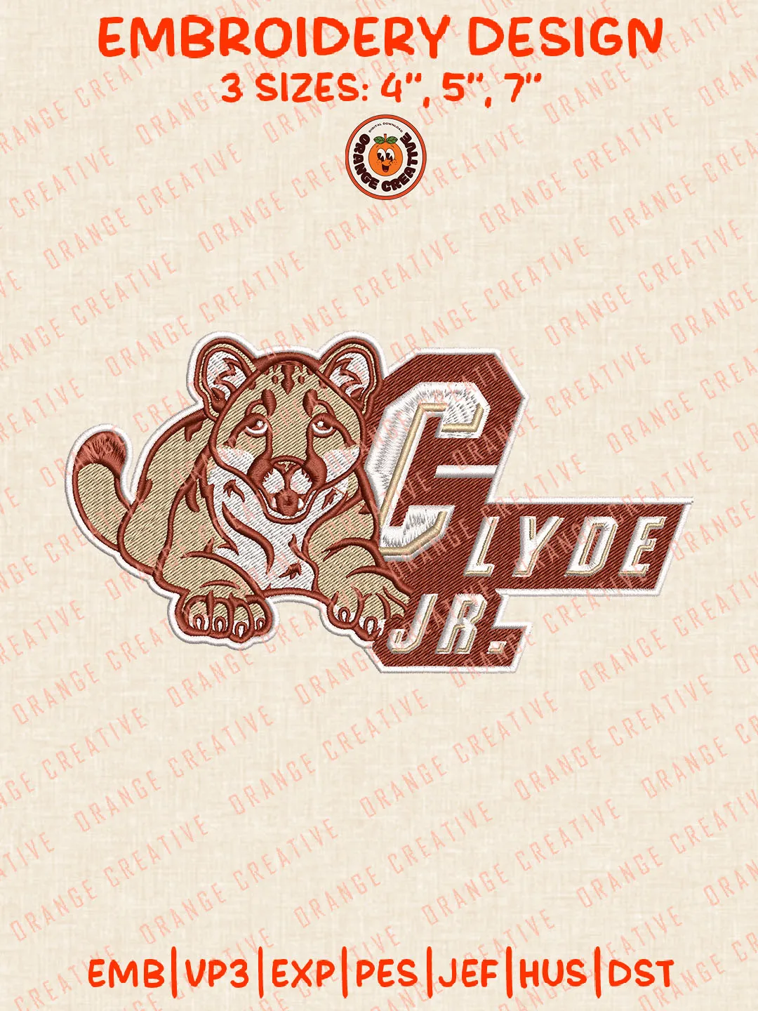 NCAA Charleston Cougars Clyde Jr Mascot Logo Embroidery Files, Charleston Cougars Team Embroidery Designs, Football Team Machine Embroidery Files, NCAA Charleston Cougars Machine Embroidery, Digital Download