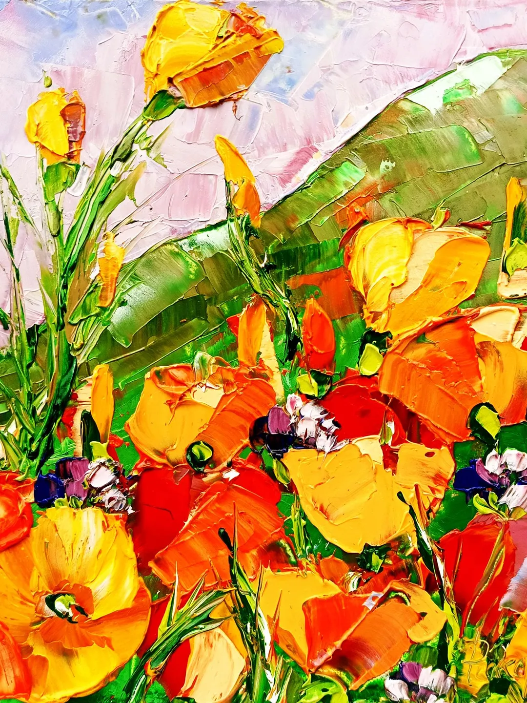 California Poppy Painting Original Art Impasto Oil Painting Flower Small Artwork Impressionist Art Gifts by ArtProkopaloSv