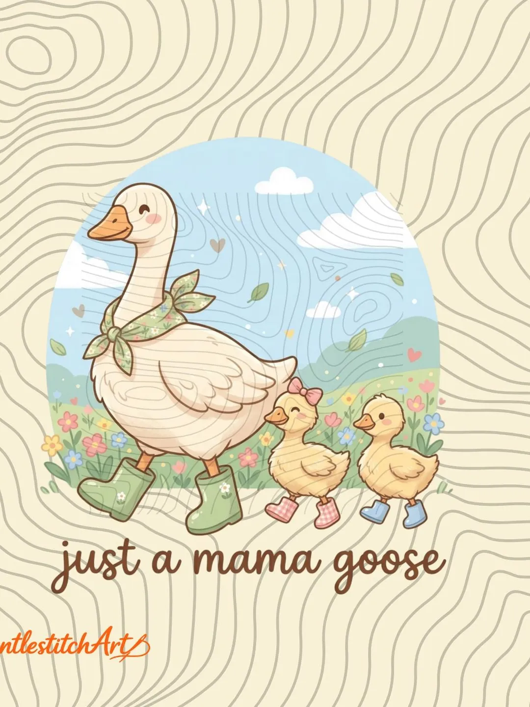グースのママ様⁂ Just A Mama Goose PNG Baby Geese Following Mama Goose Cottagecore