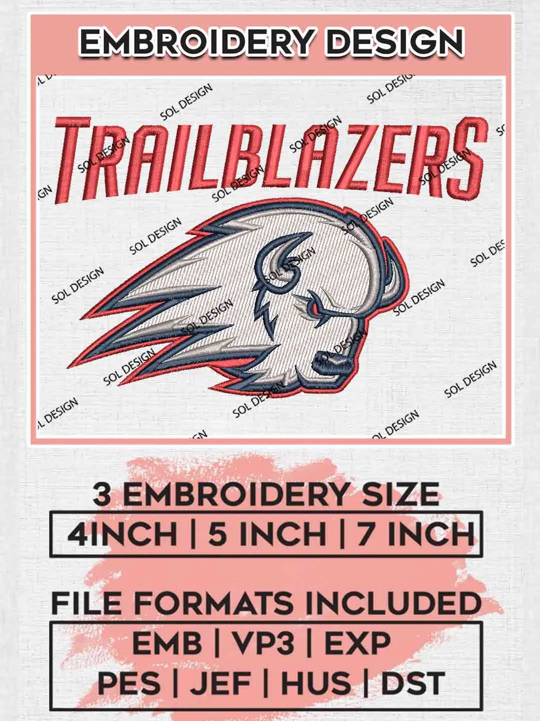 Trailblazer Embroidery Design, Football Embroidery files, Sport Machine embroidery files, 3 sizes, Instant Download