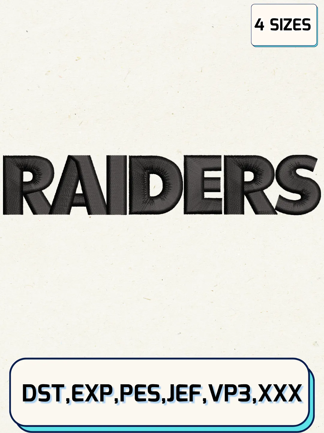 Las Vegas Raiders Wordmark Logo Embroidery Design Files,NFL Logo Embroidery Designs,Machine Embroidery Files,4 Sizes