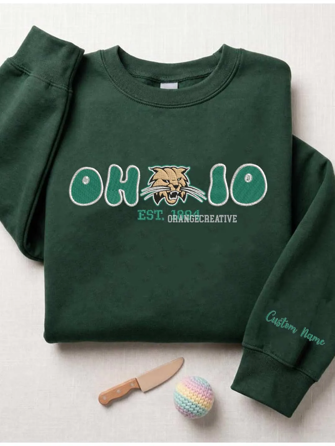 Ohio Bobcat Est Embroidered Sweatshirt, Sport Embroidered Crewneck, Football Embroidered Shirt, College Sweatshirt, Crewneck Gift
