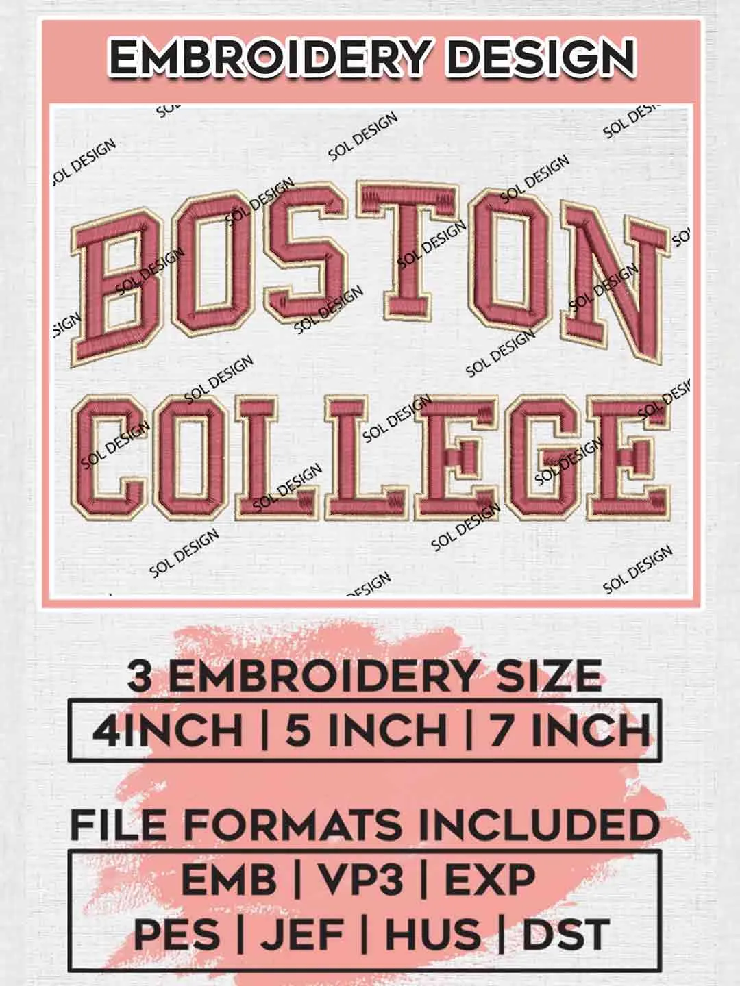 NCAA Boston College Wordmark Logo Embroidery Designs, NCAA Logo Embroidery files, NCAA Boston College Eagles Team, College Football Team Machine embroidery designs, Digital Download