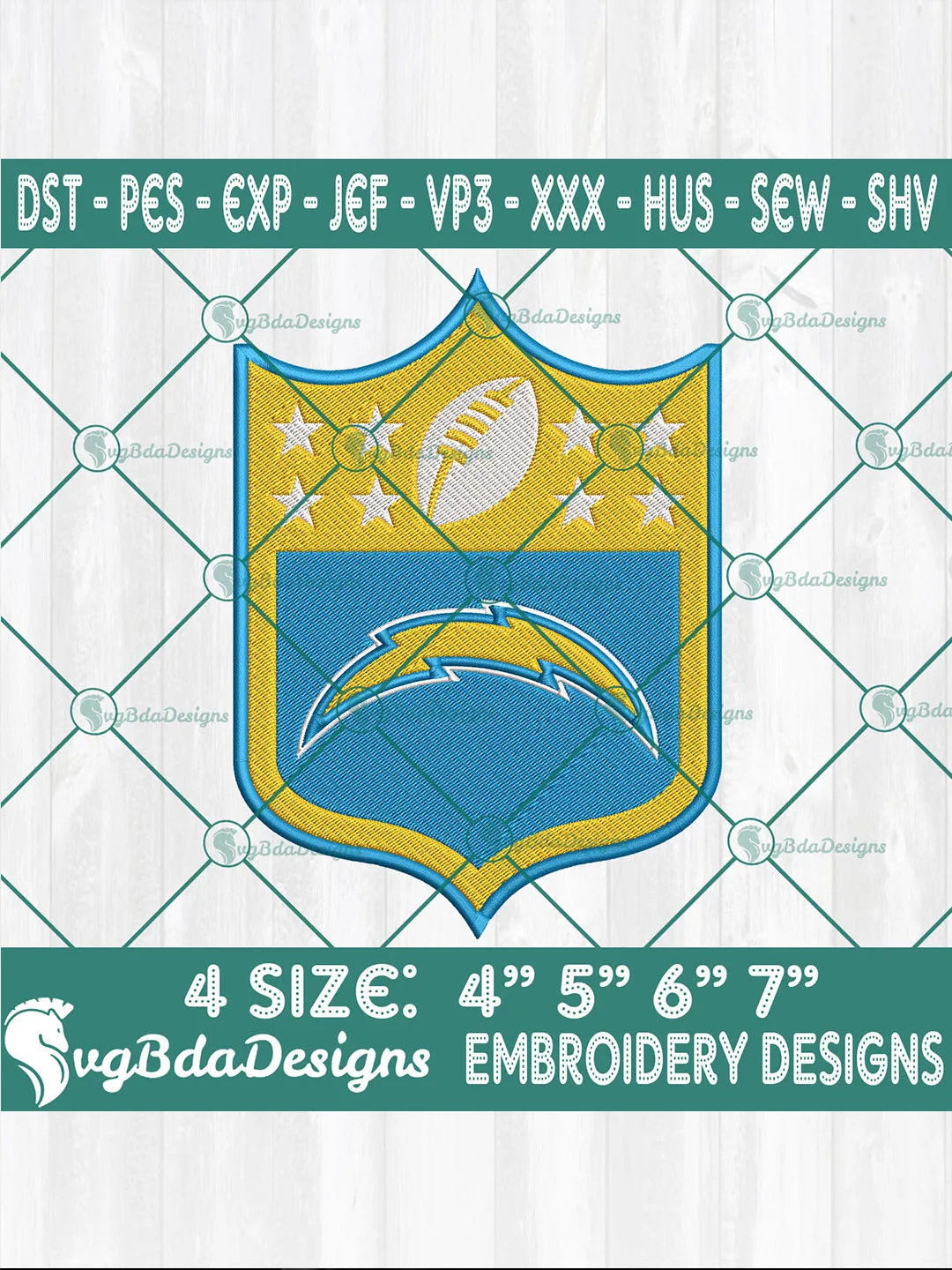 Los Angeles Chargers Logo NFL Embroidery Designs – Perfect for True Football Fans