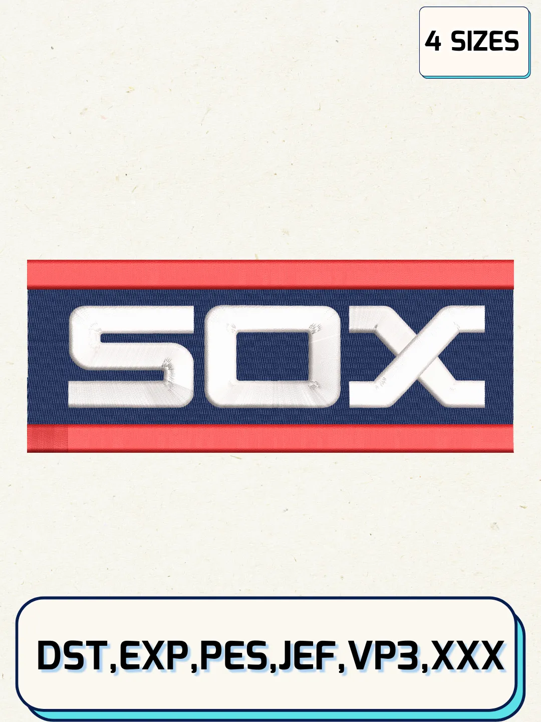 Chicago White Sox Jersey Logos Embroidery Design Files, MLB Logos Embroidery Designs, Machine Embroidery Files, 4 Sizes