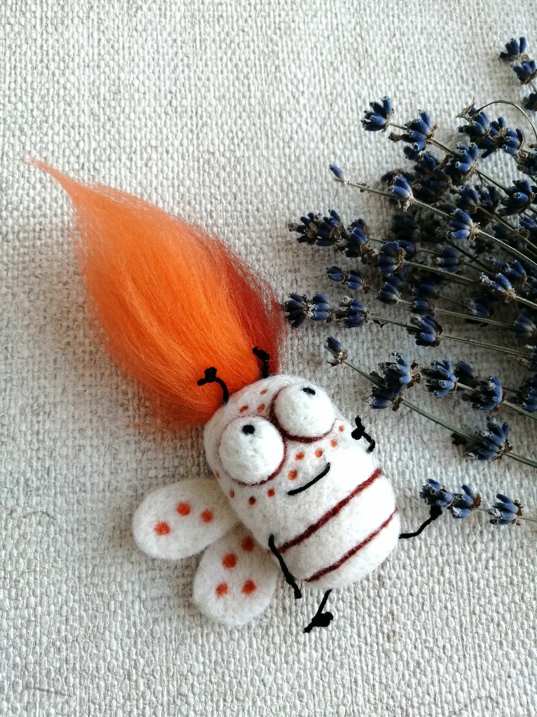White womens brooch with Original decoration for a redhead with freckles a girl
