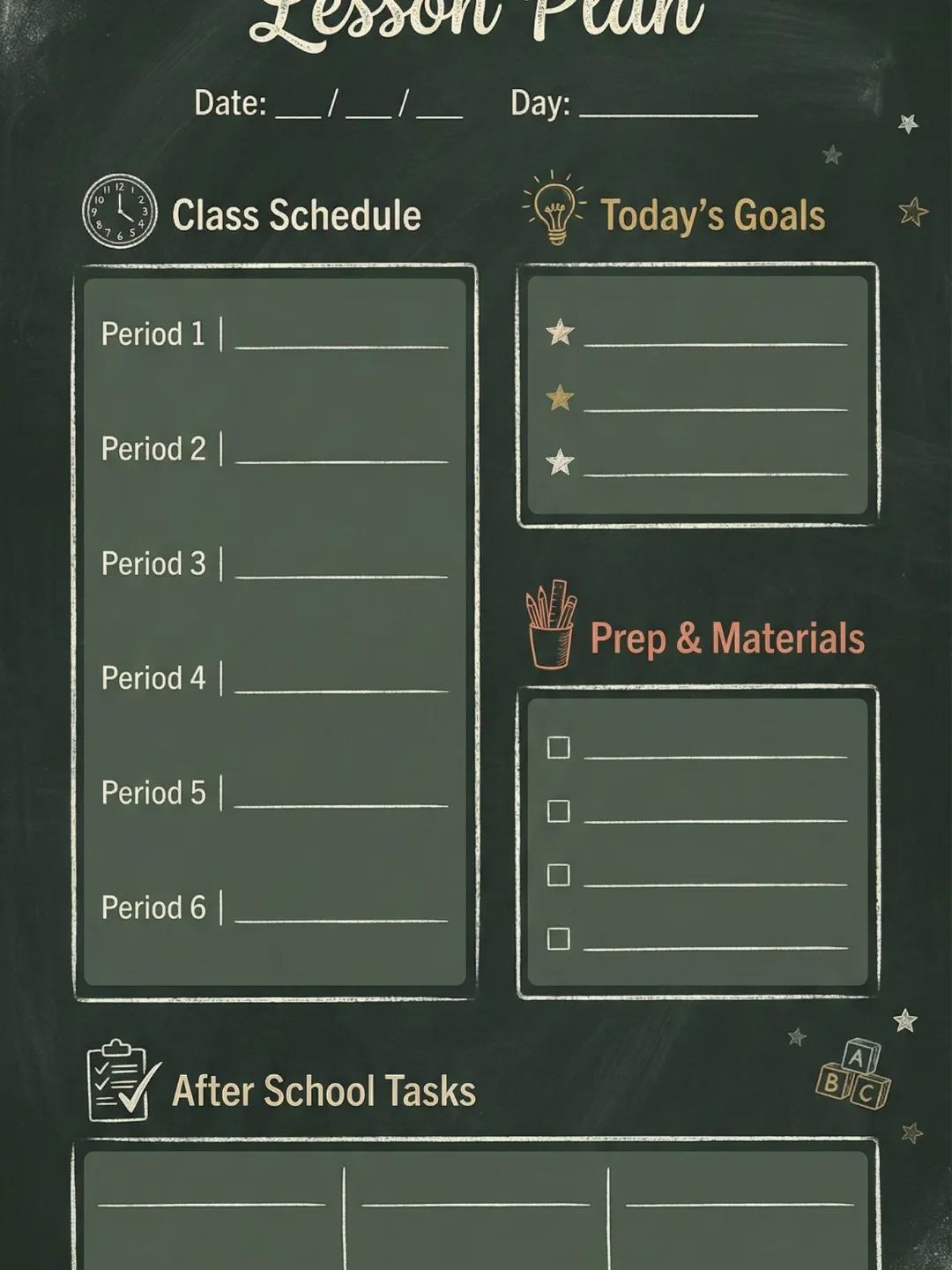Daily Lesson Planner Printable for Teachers | Classroom Schedule ...