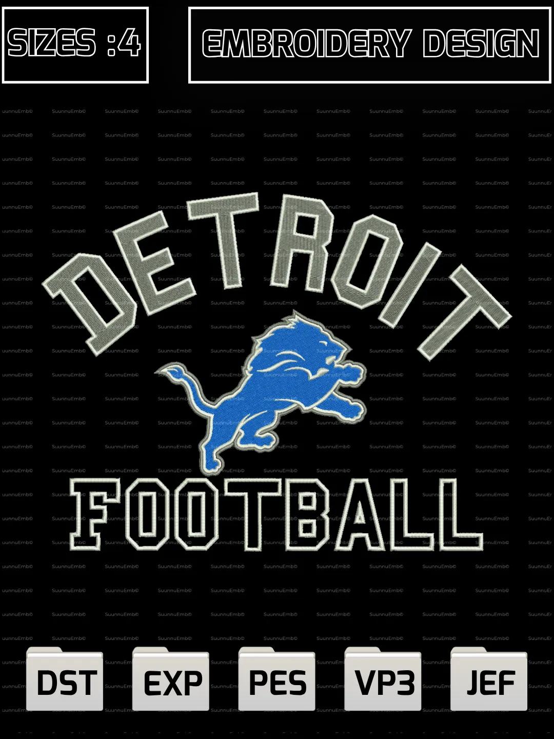 Detroit Lions Logo Embroidery Design,NFL Logos Embroidery Design,NFL Teams, Machine Embroidery Design File,4 Sizes, Digital Download