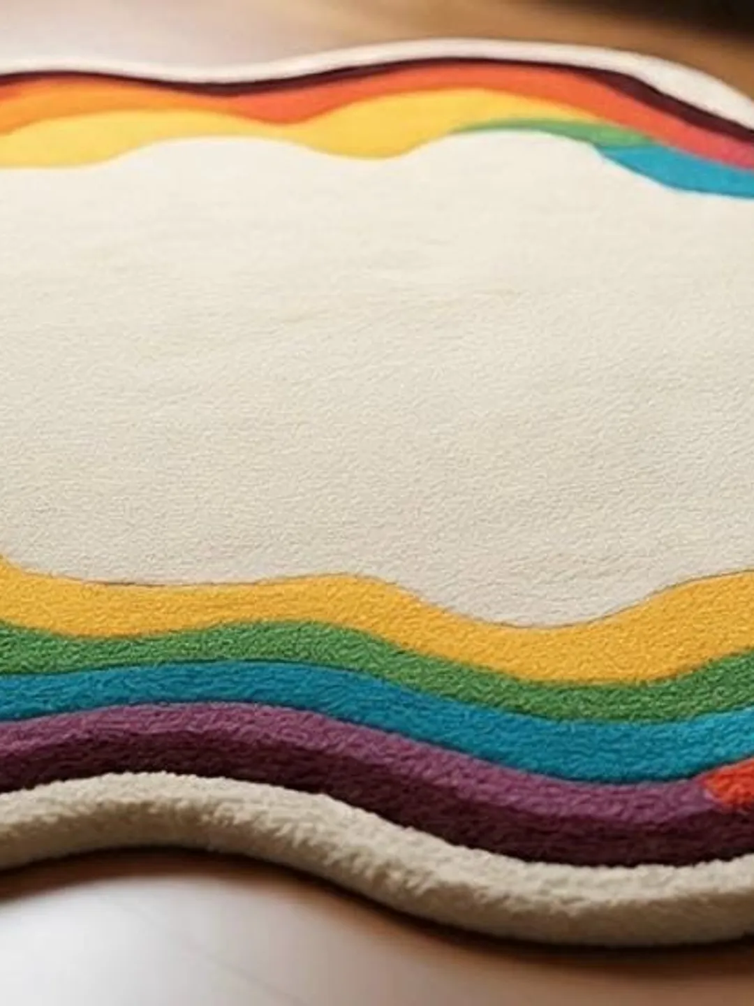 Puddle Rug Shape Handmade Tufted Irregular Puddle Area Rug | Retro Rainbow Splatter