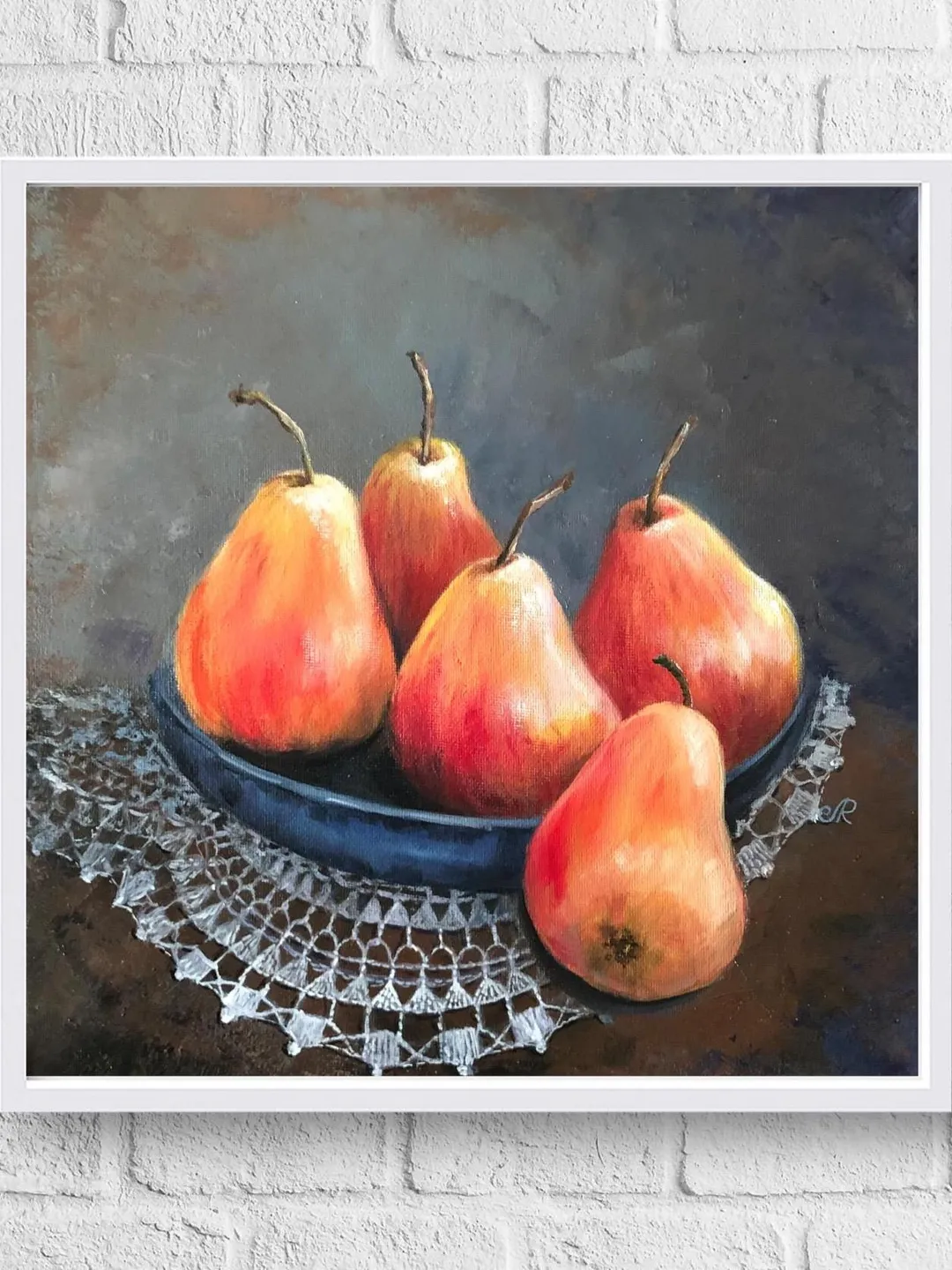 Fruits Original Painting Oil Kitchen Still life Pears Painting