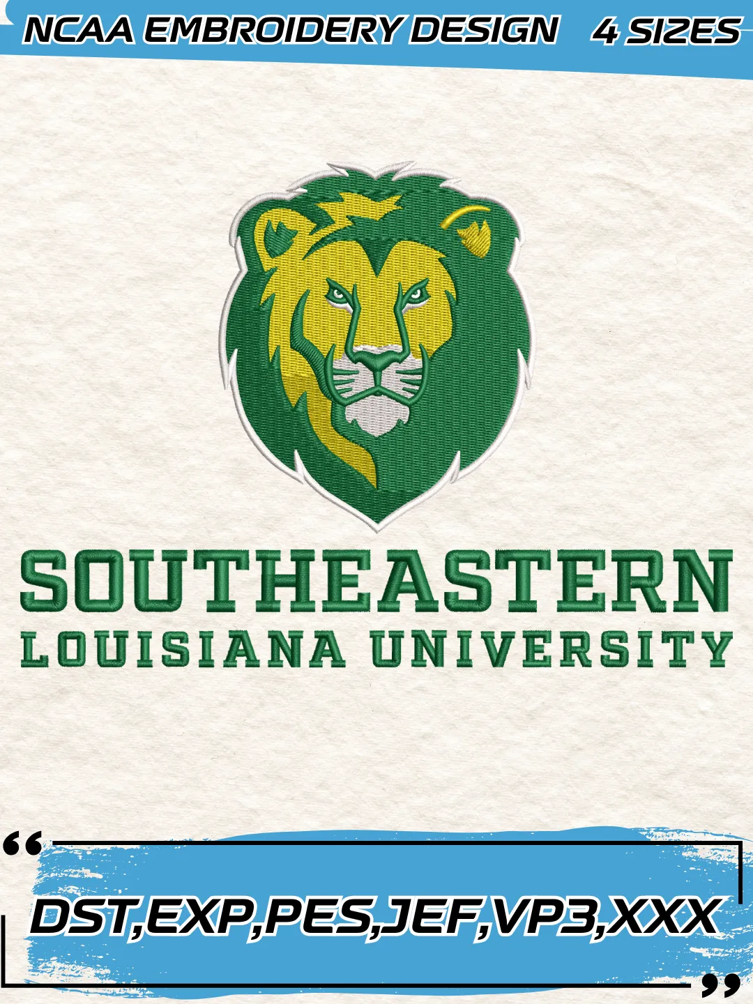 Southeastern Louisiana Lions Logos Embroidery Design,NCAA Logo Embroidery Design,Machine Embroidery Design File,4 Sizes, Digital Download