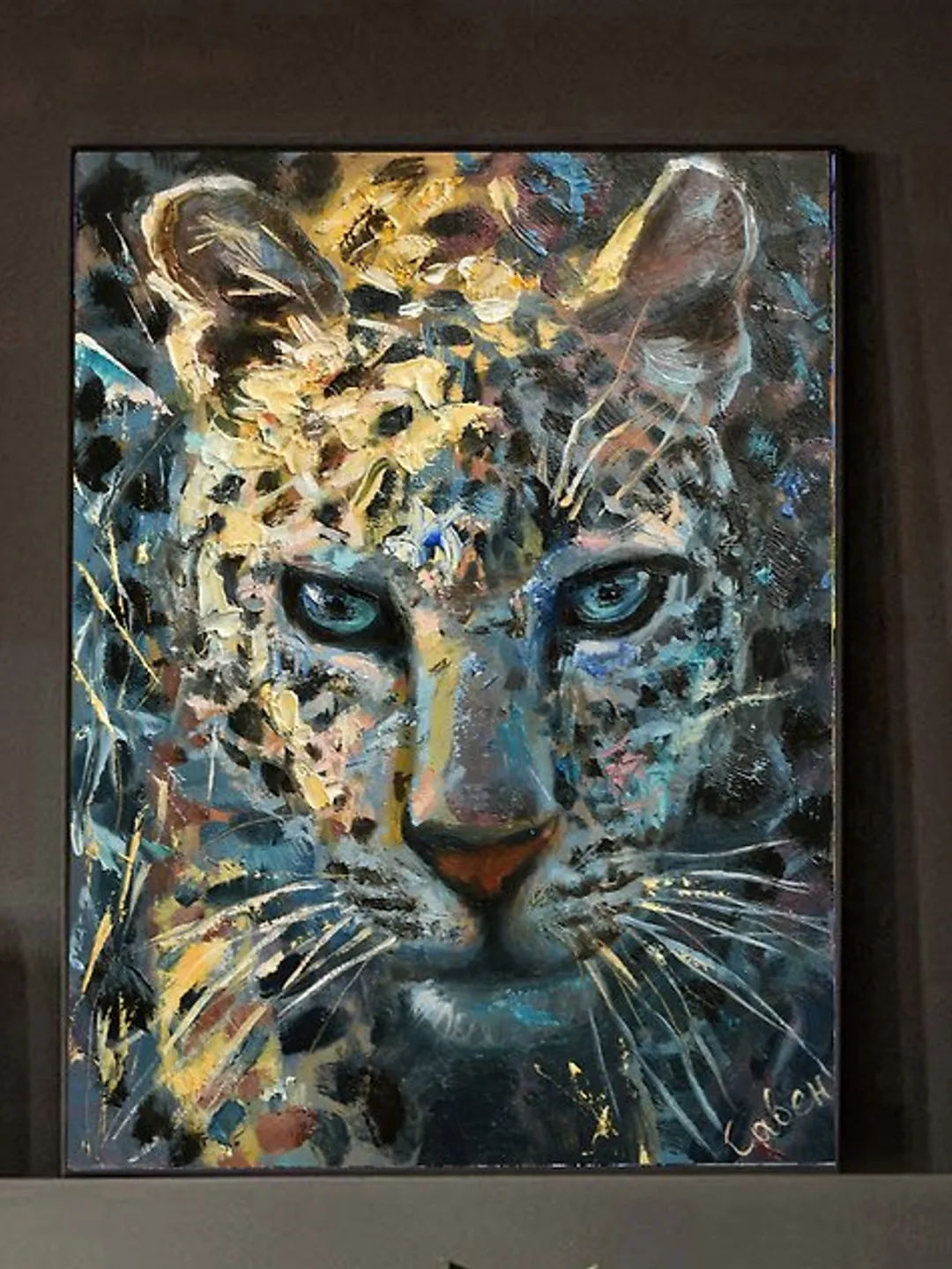 Leopard Painting Wild Animal Original Art Animal Oil Impasto Nature Wall Art