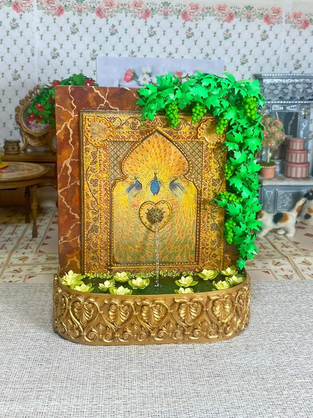 Fountain for doll. Fountain miniature. 1:12. Dollhouse miniature. Handmade. Decorative fountain