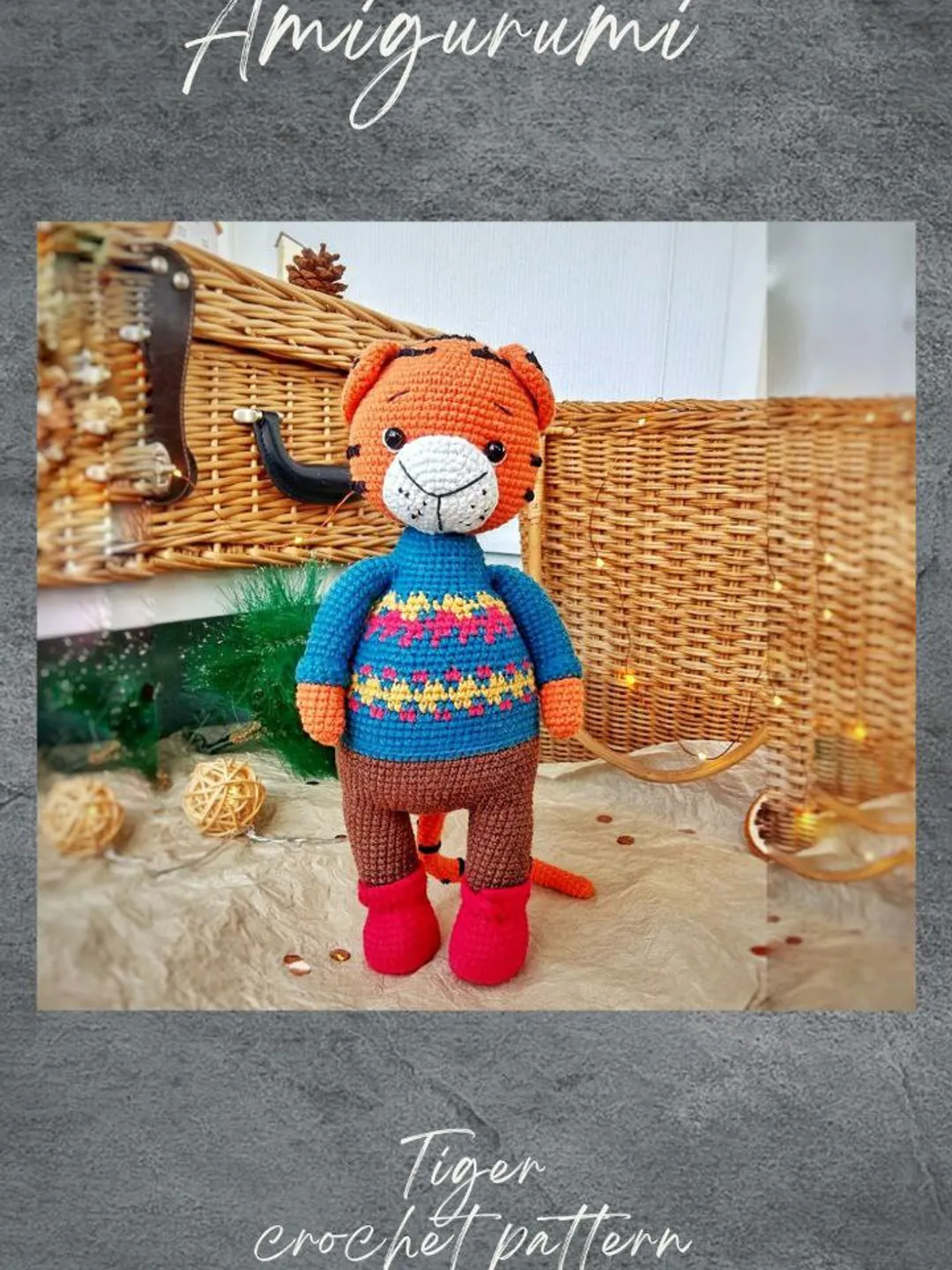 Amigurumi Tiger crochet pattern. Amigurumi animal pattern PDF. Amigurumi  crochet orange wild cat pattern, image size:1080x1440