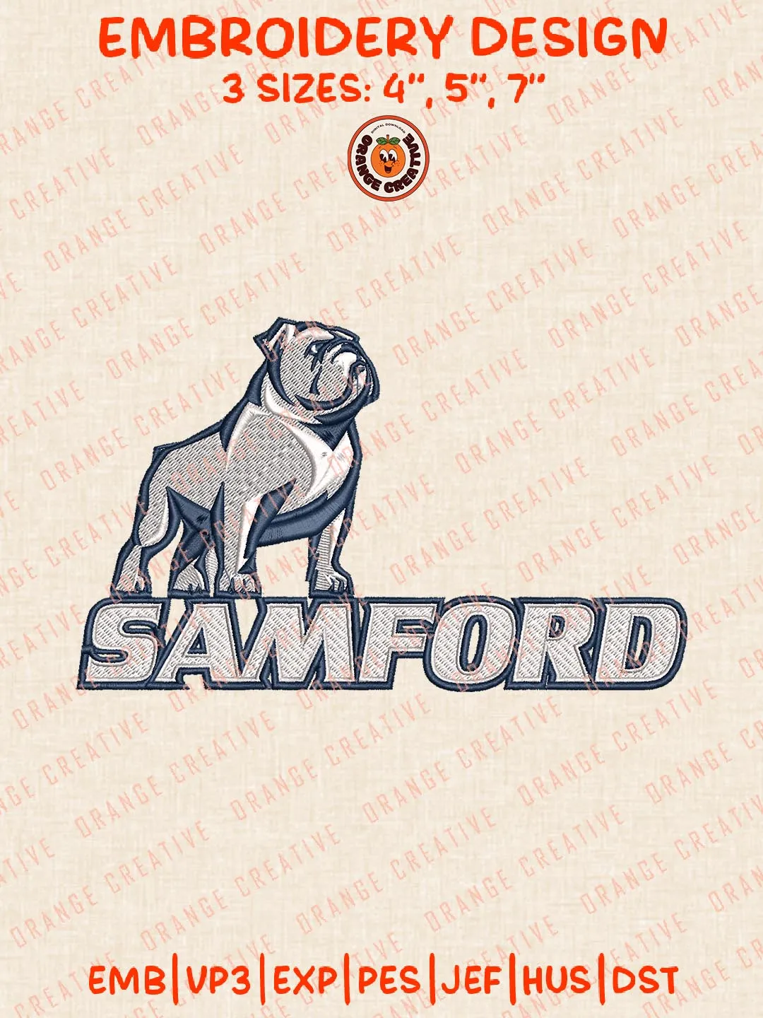 Samford Logos Embroidery Design Files, NCAA Samford Bulldogs Logos Embroidery Designs, Machine Embroidery Files, 4 Sizes, Custom Sizes, Instant Download
