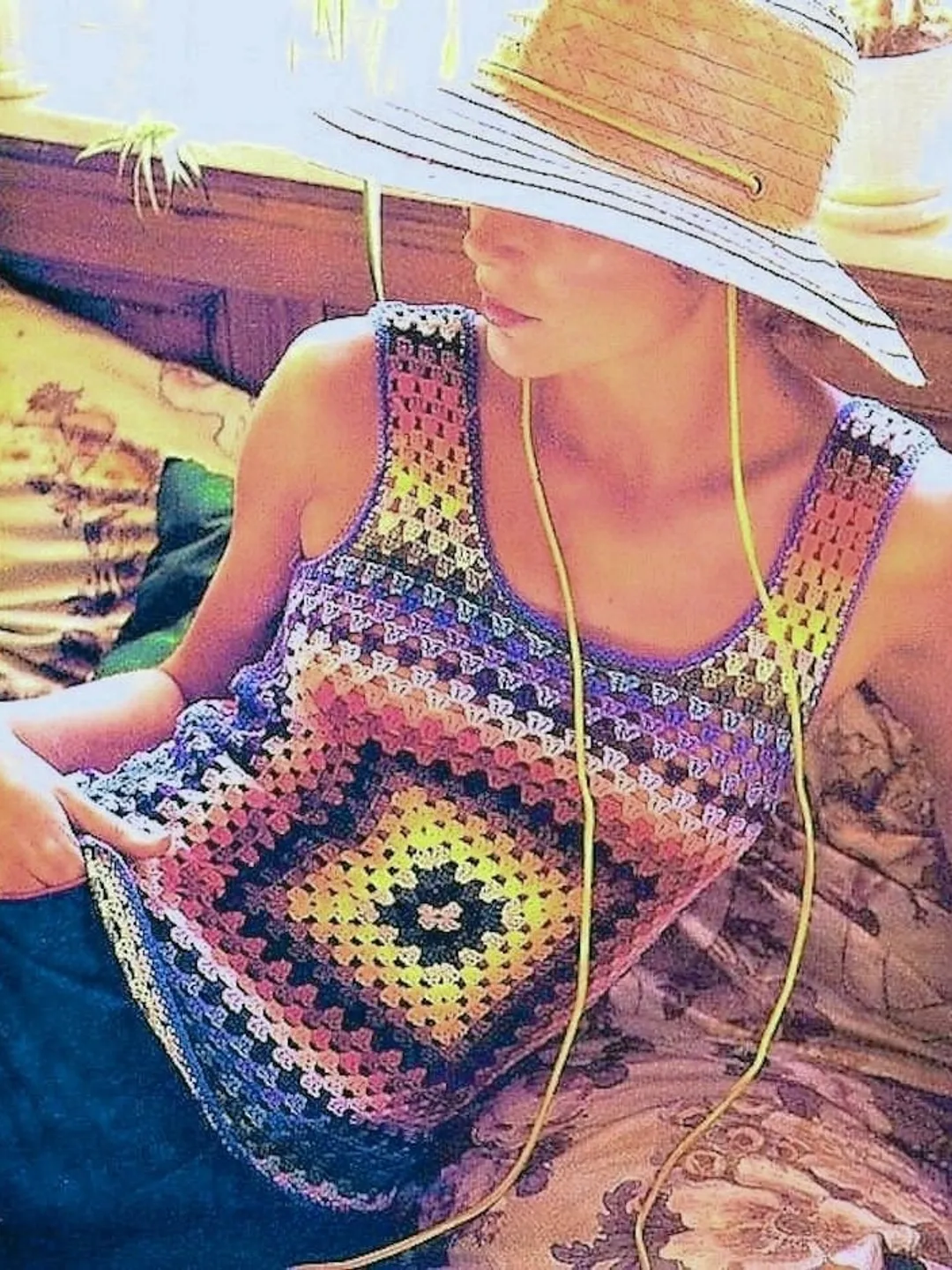 Top tank Crochet pattern, granny square crochet top, easy top crochet pattern instant download