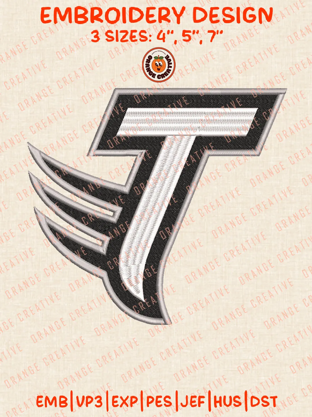 NCAA Towson Tigers Letter T Logo Embroidery Files, Towson Tigers Team Embroidery Designs, Football Team Machine Embroidery Files, NCAA Towson Machine Embroidery, Digital Download