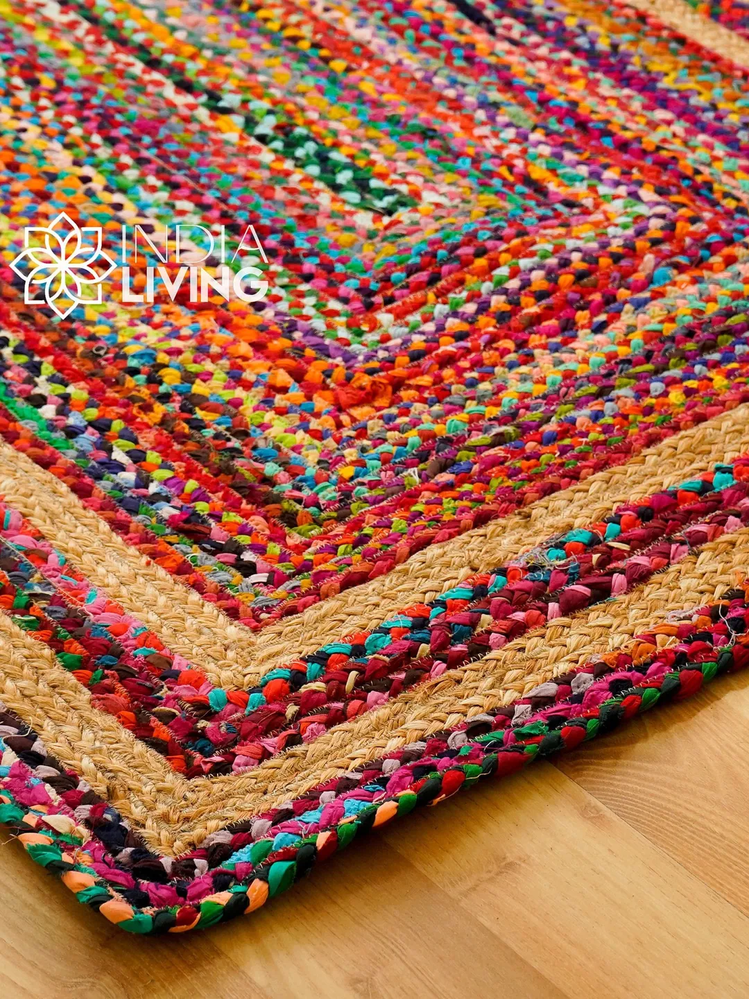Floor Rag Color Jute Chindi Rag Rug - Handcrafted Sustainable Home Decor with Natural ...